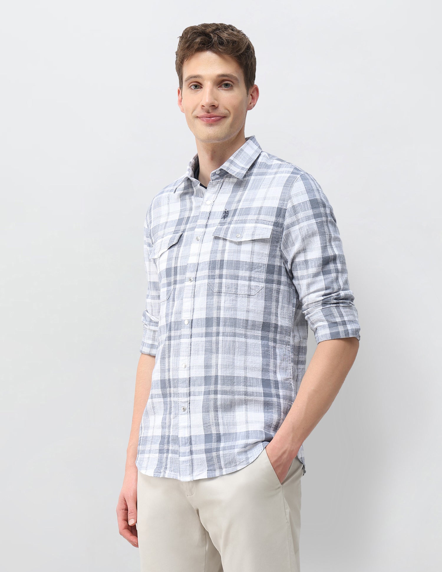 Tartan Checked Comfort Fit Shirt Blue - U.S. Polo Assn. India | Large