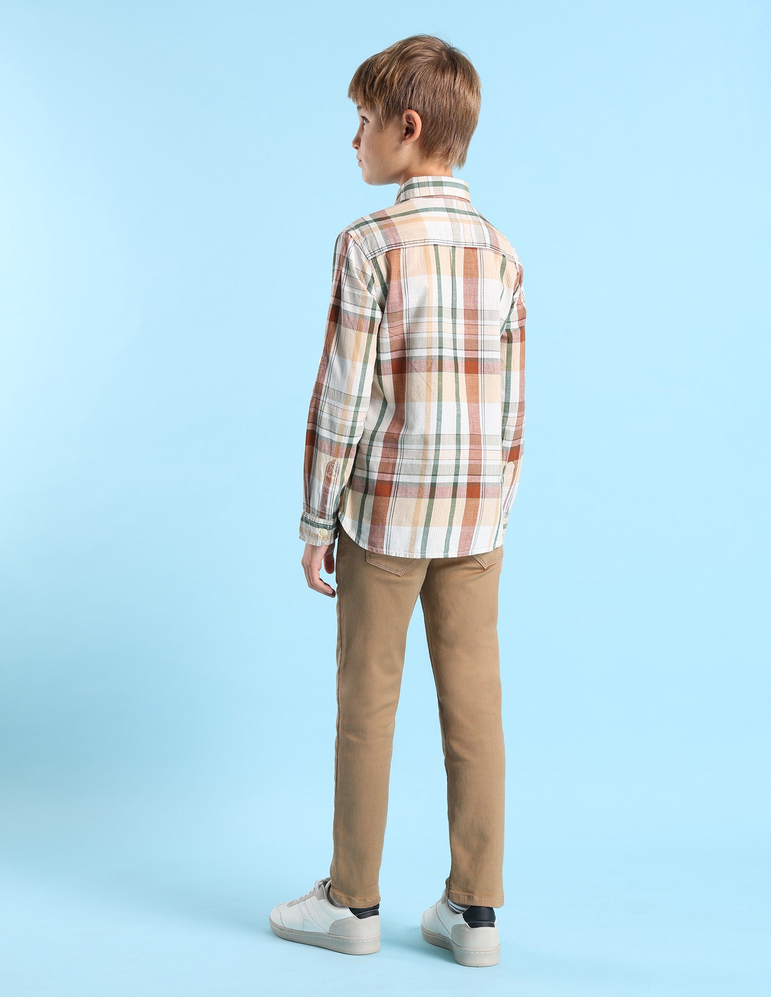 Boys Madras Checked Regular Fit Shirt Green - U.S. POLO ASSN. | Large