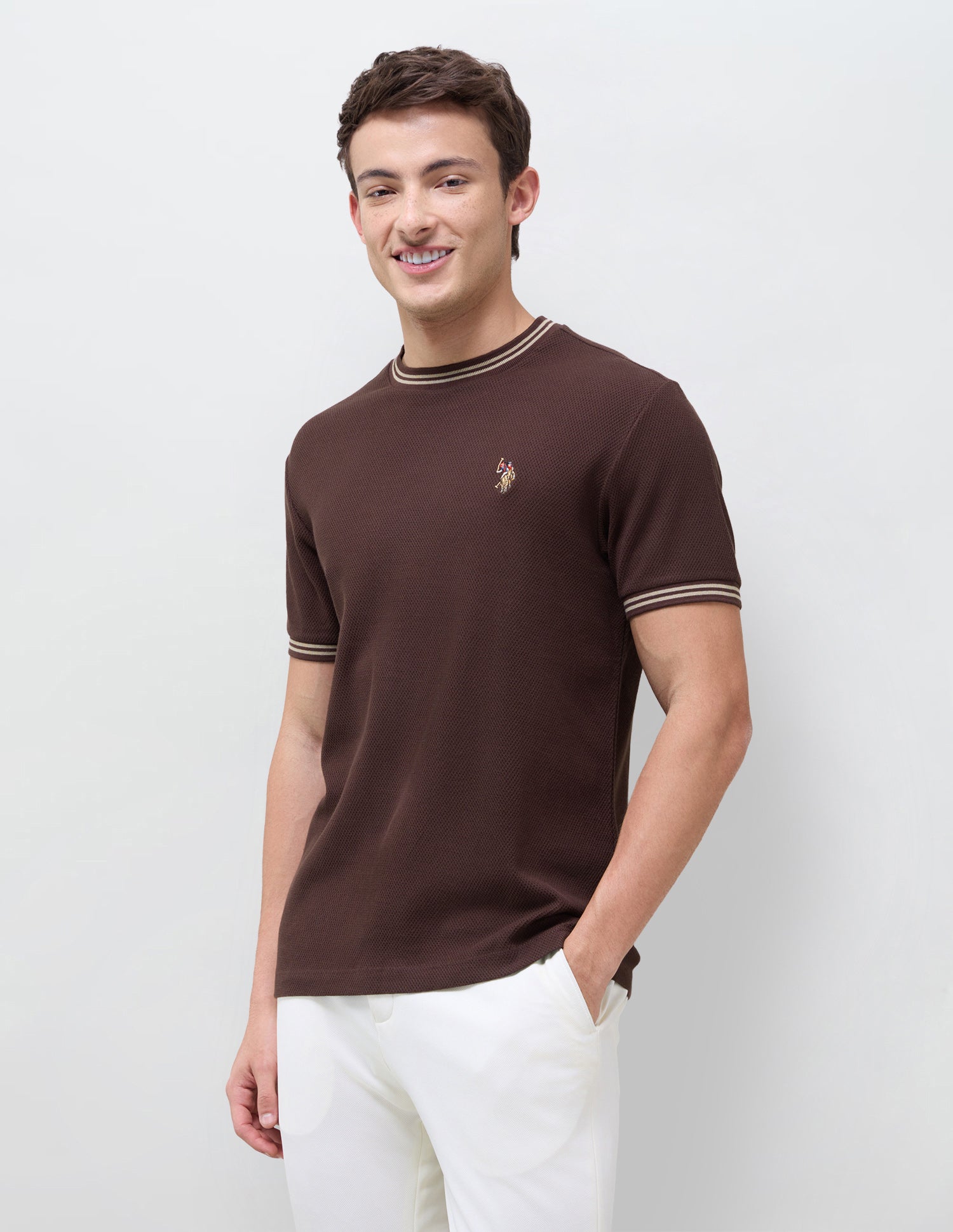 Solid Slim Fit T-Shirt Dark Brown - U.S. Polo Assn. India | Large