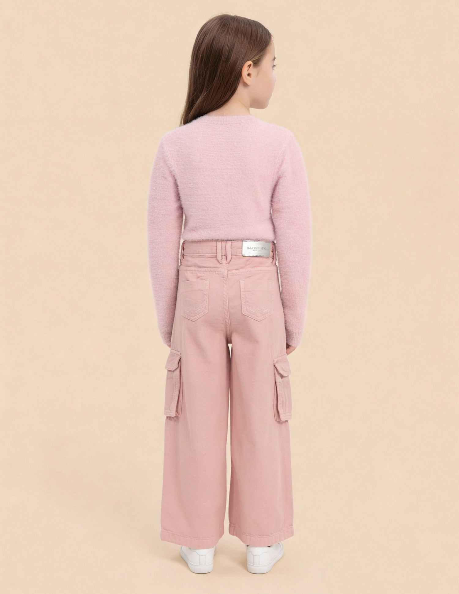 Girls Wide Leg Fit Mid Rise Jeans Pink - U.S. Polo Assn. India | Large
