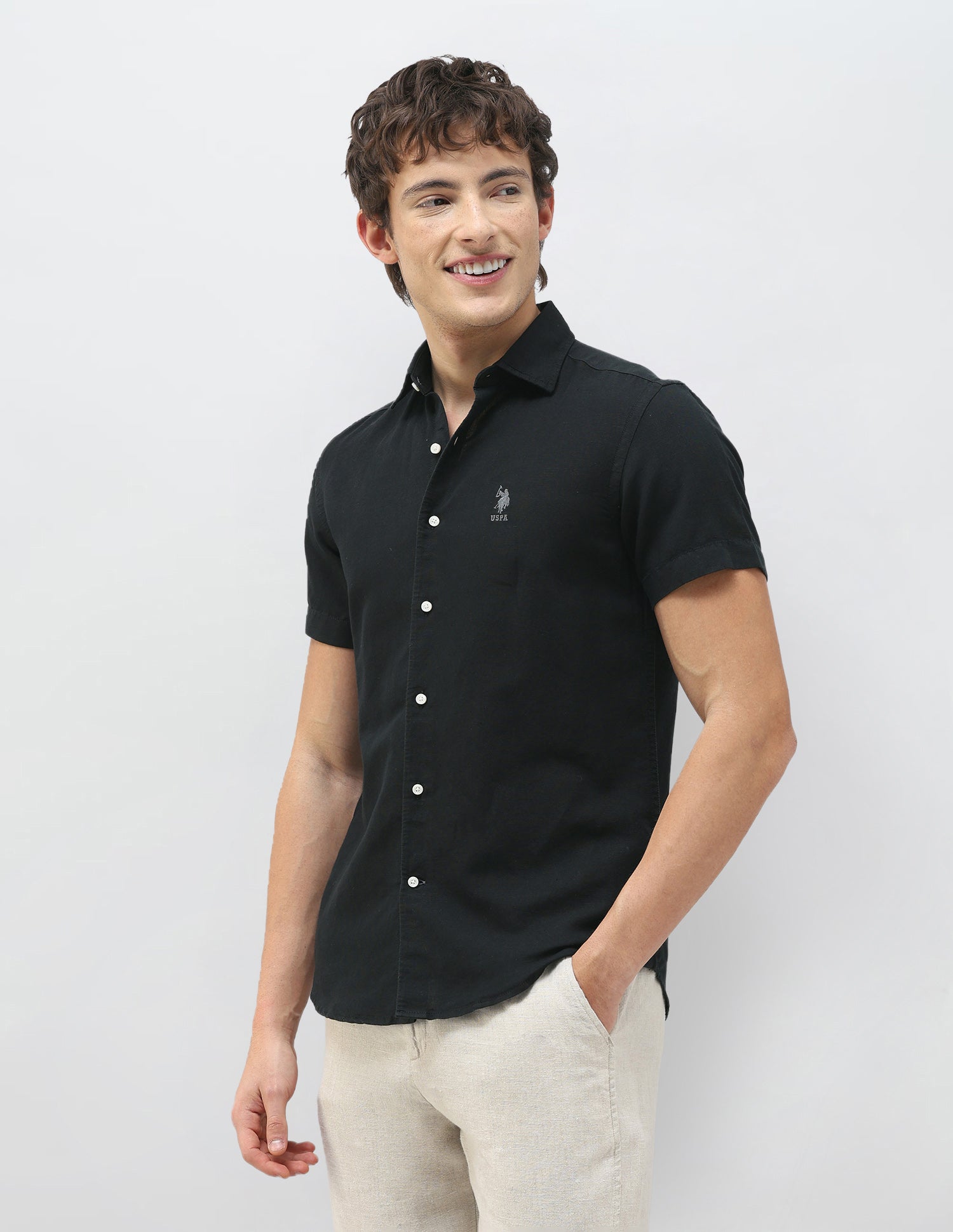 Motel On The Coast Regular Fit Shirt Black - U.S. Polo Assn. India | Large