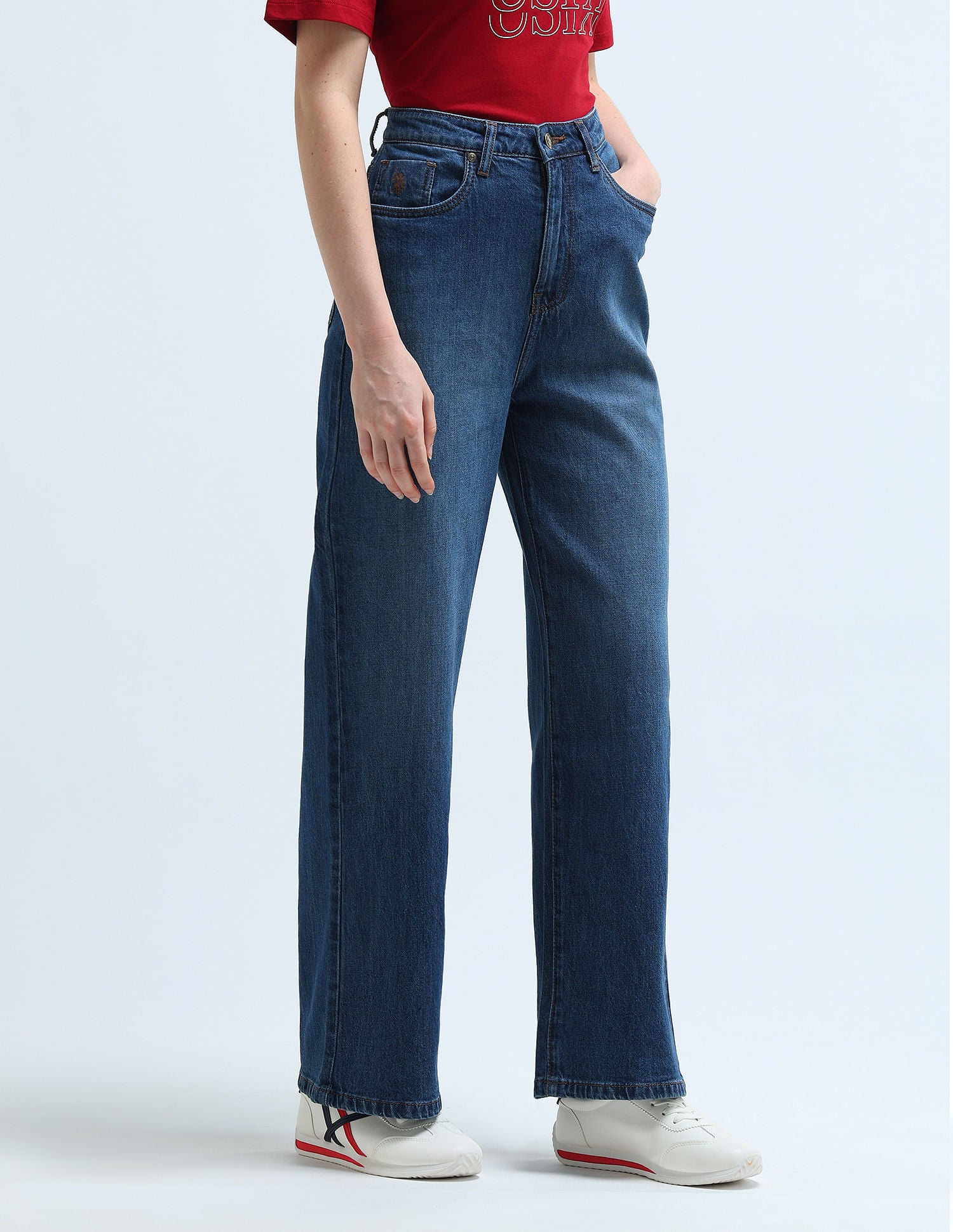 High Rise Wide Leg Jeans Blue - U.S. Polo Assn. India | Large