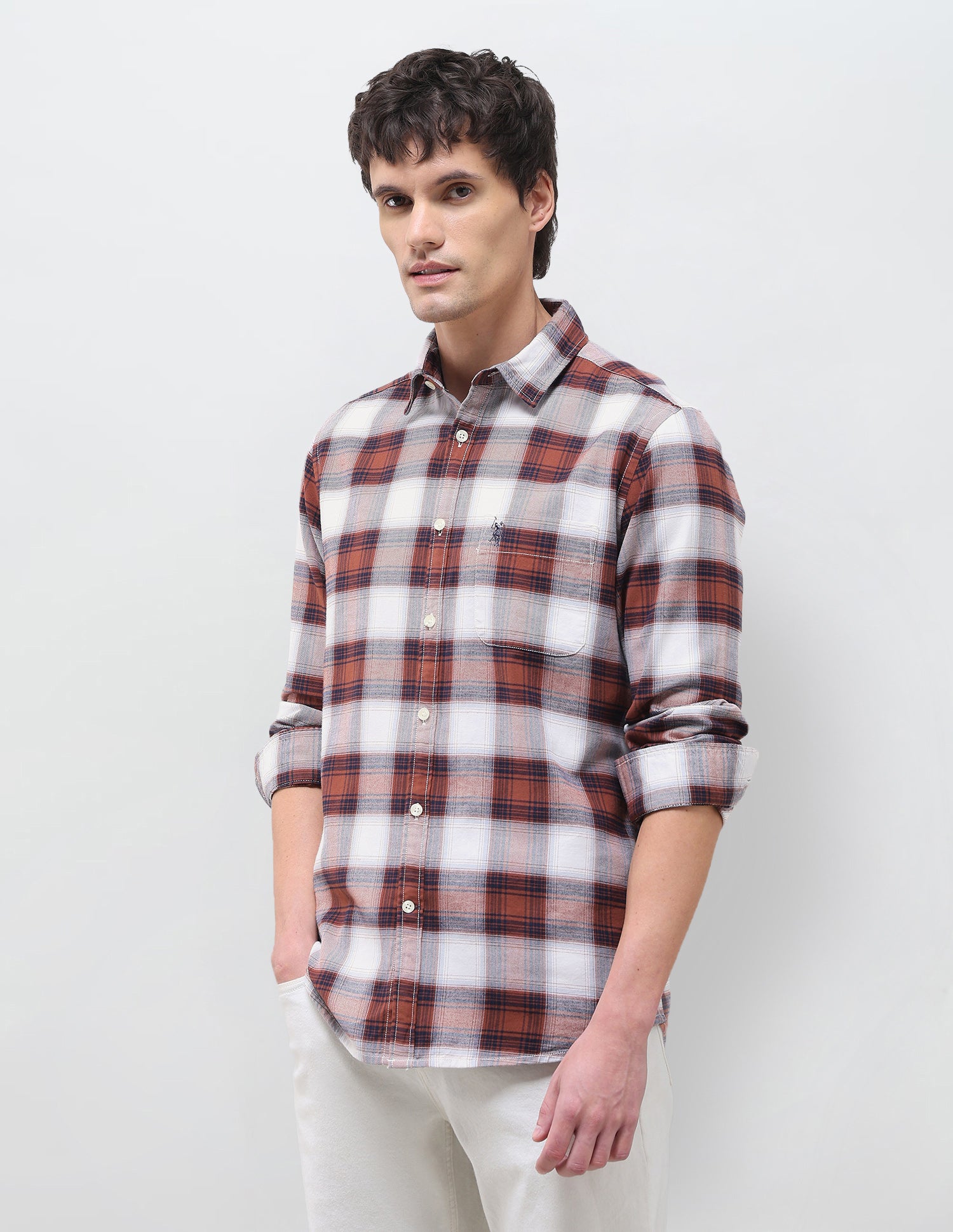 Twill Plaid Checked Shirt Rust - U.S. Polo Assn. India | Large