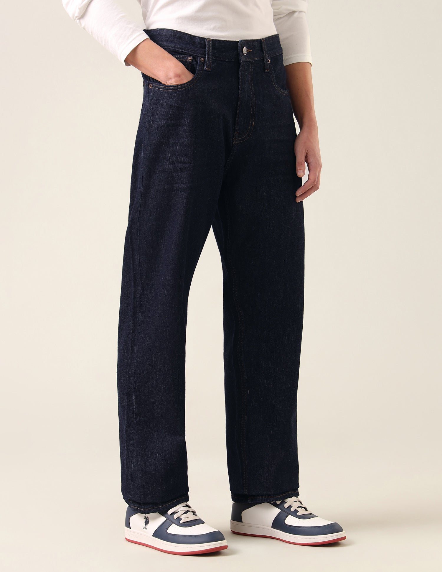 Logan Loose Straight Fit Rinsed Jeans Rinse Blue - U.S. Polo Assn. India | Large