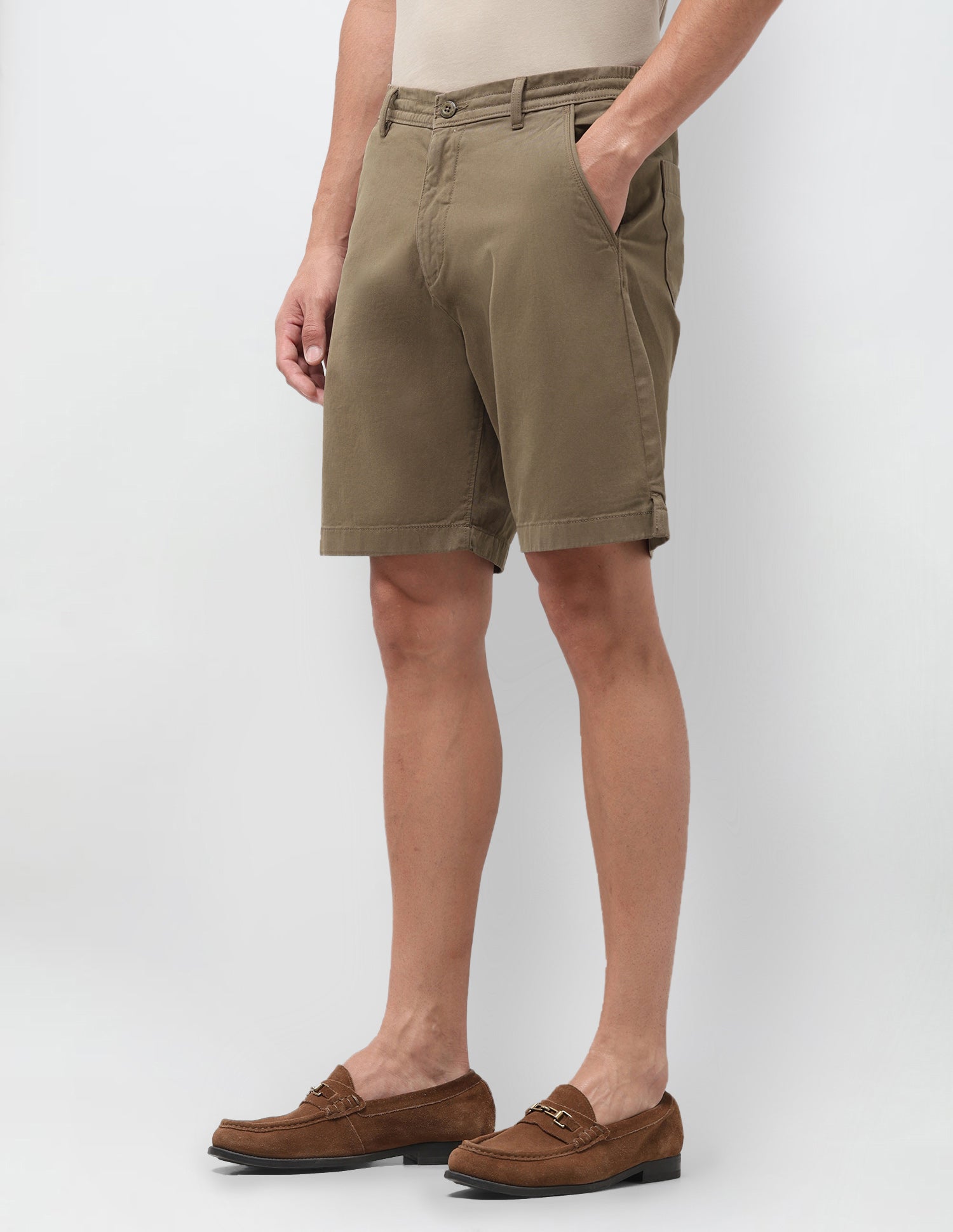 Slim Fit Twill Shorts Brown - U.S. Polo Assn. India | Large