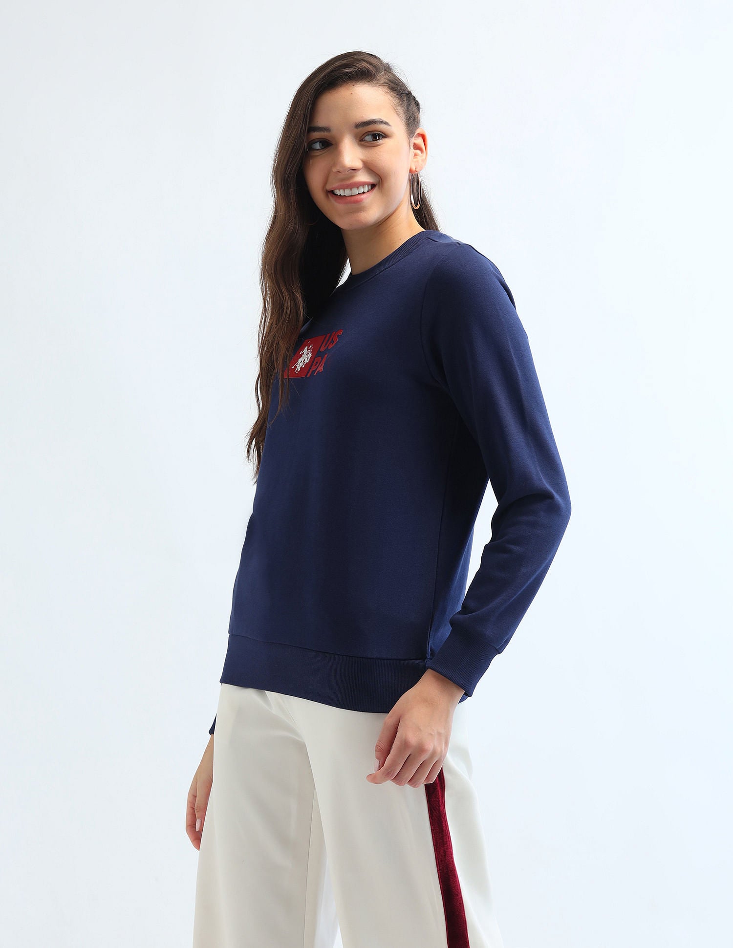 Drop Shoulder Brand Printed Sweatshirt Navy - U.S. Polo Assn. India | Large