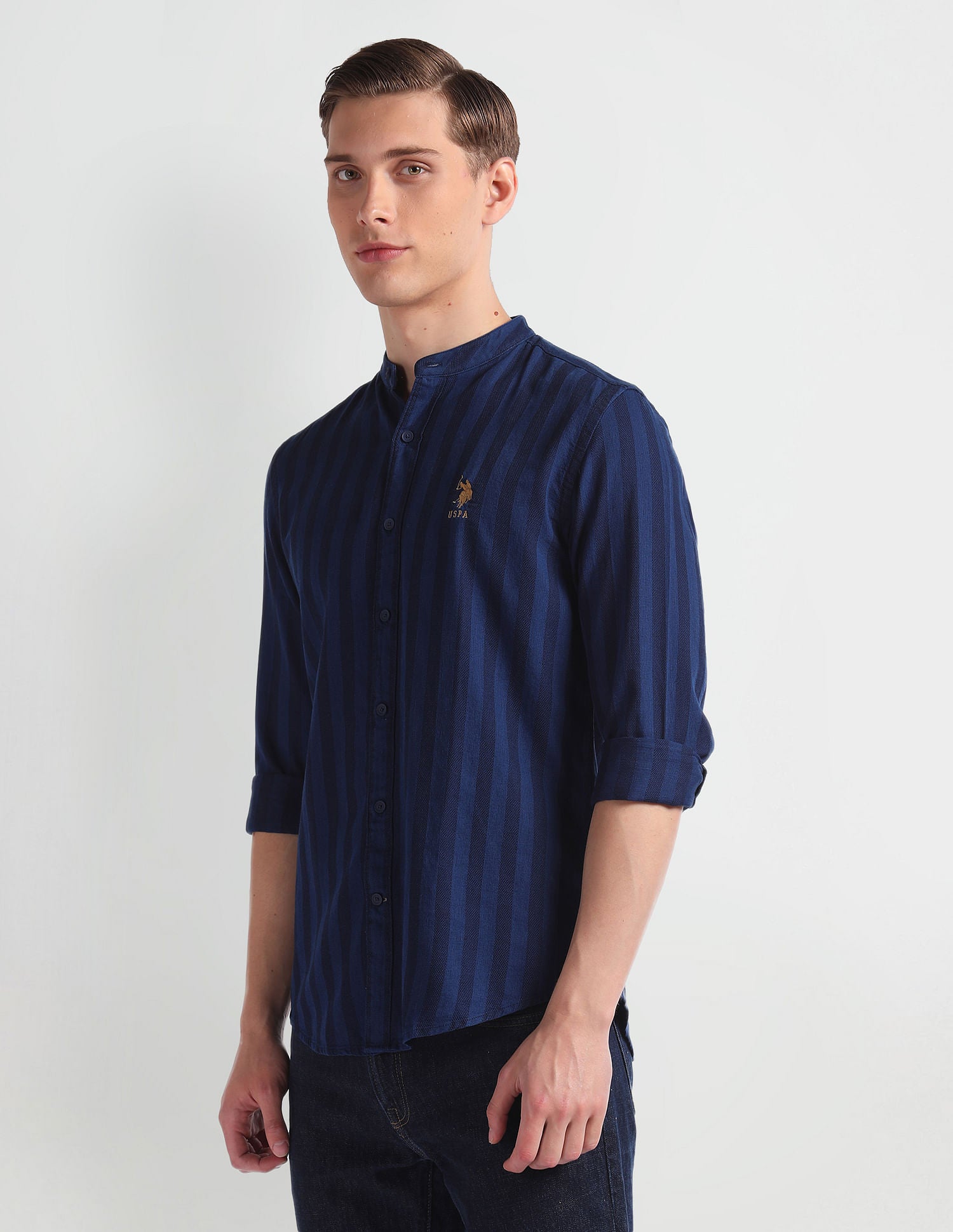 Vertical Stripe Cotton Shirt Blue - U.S. Polo Assn. India | Large