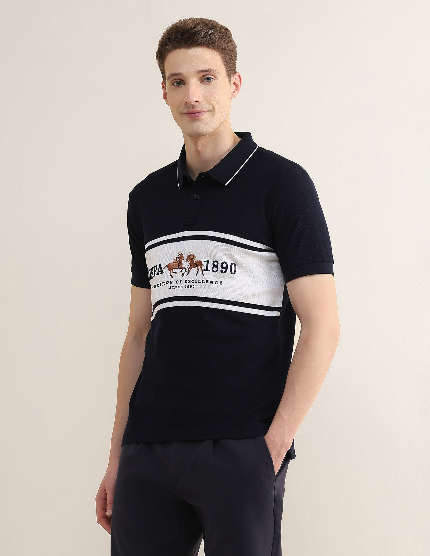 Brand Embroidered Slim Fit Polo Shirt Navy - U.S. Polo Assn. India | Large