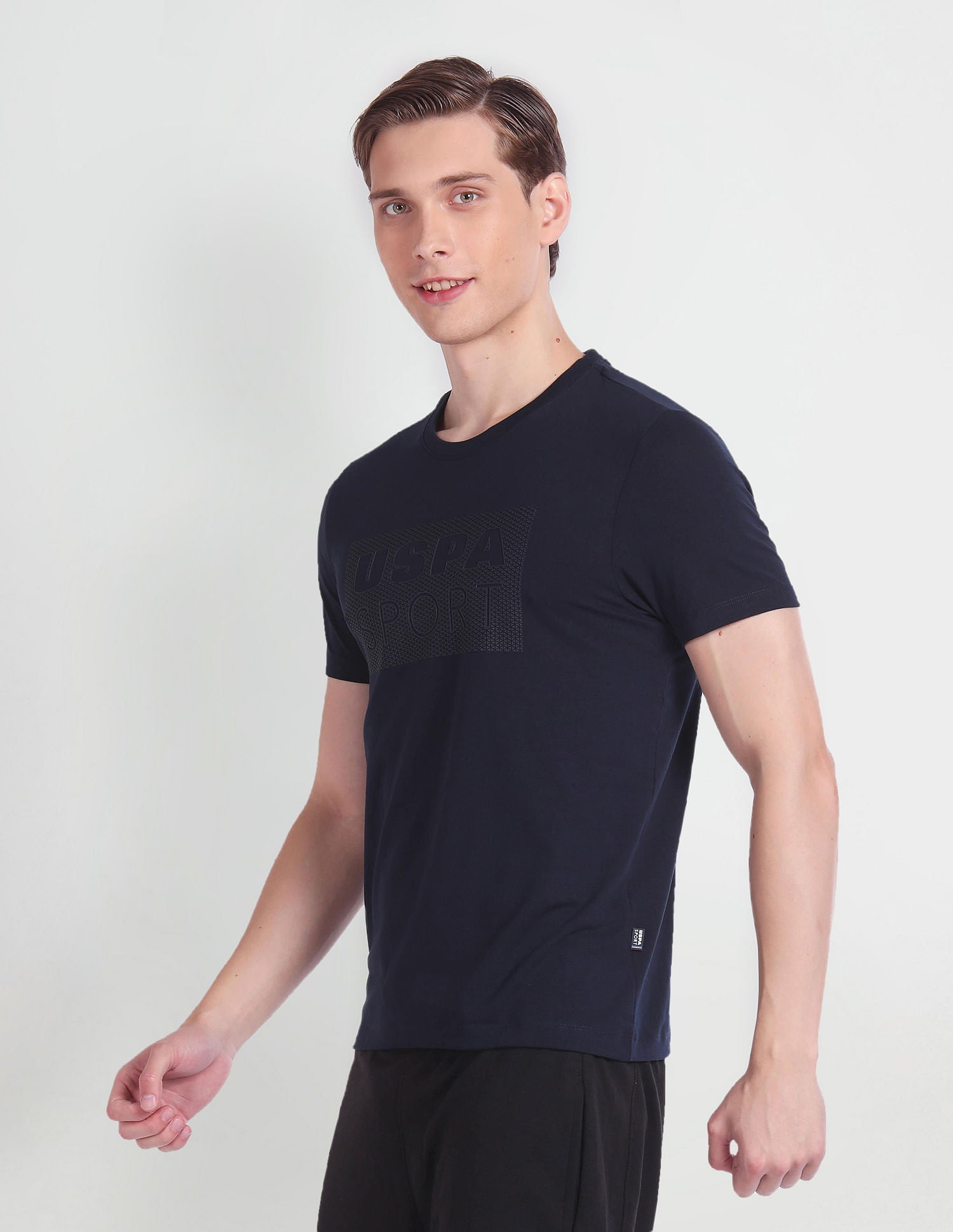 Brand Print Stretch Active T-Shirt Navy - U.S. POLO ASSN. | Large