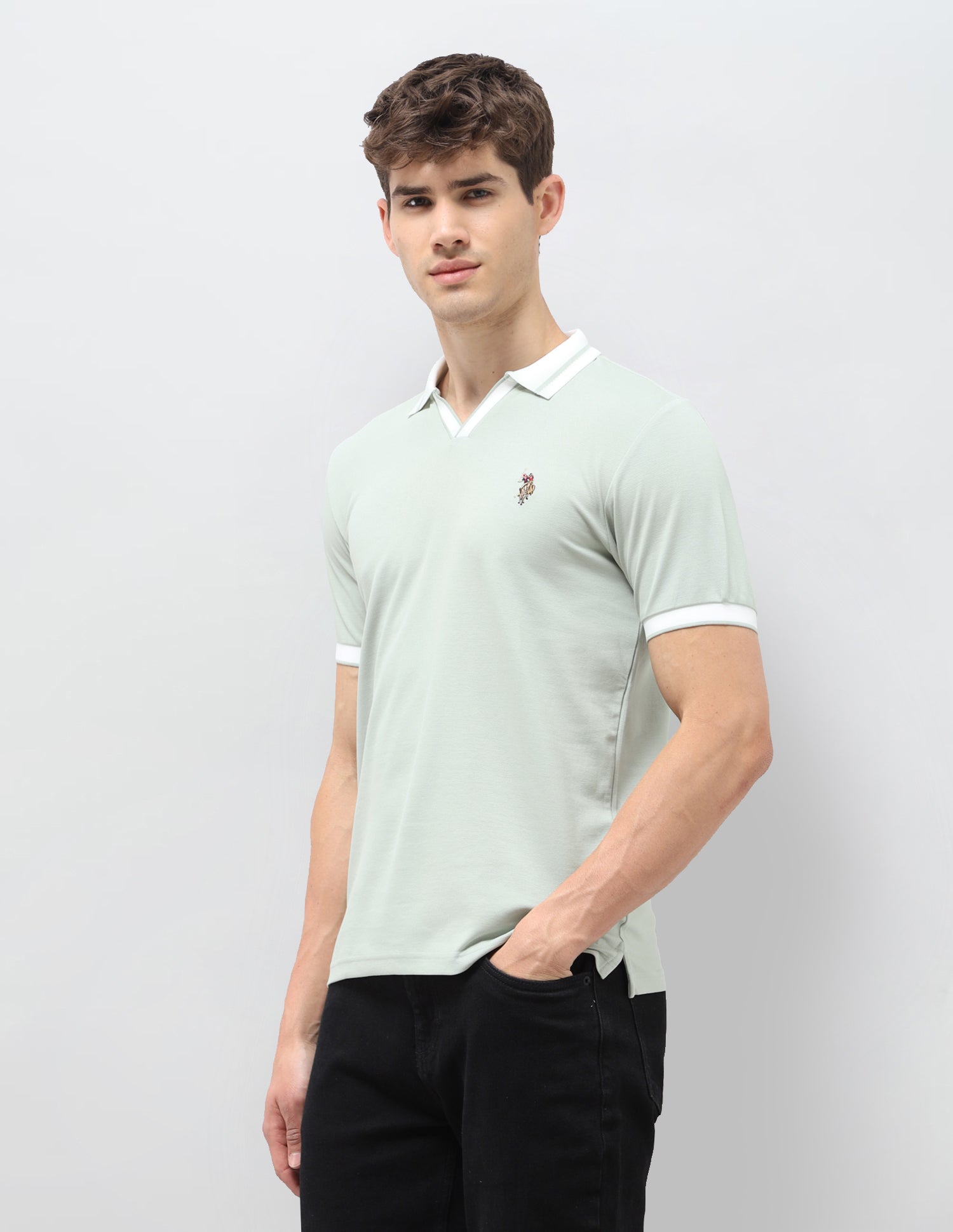 Solid Slim Fit Polo Shirt Green - U.S. Polo Assn. India | Large