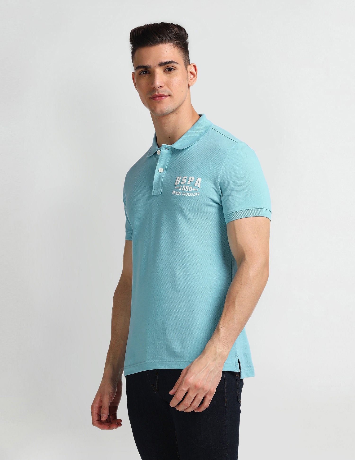 Solid Muscle Fit Polo Shirt Blue - U.S. Polo Assn. India | Large