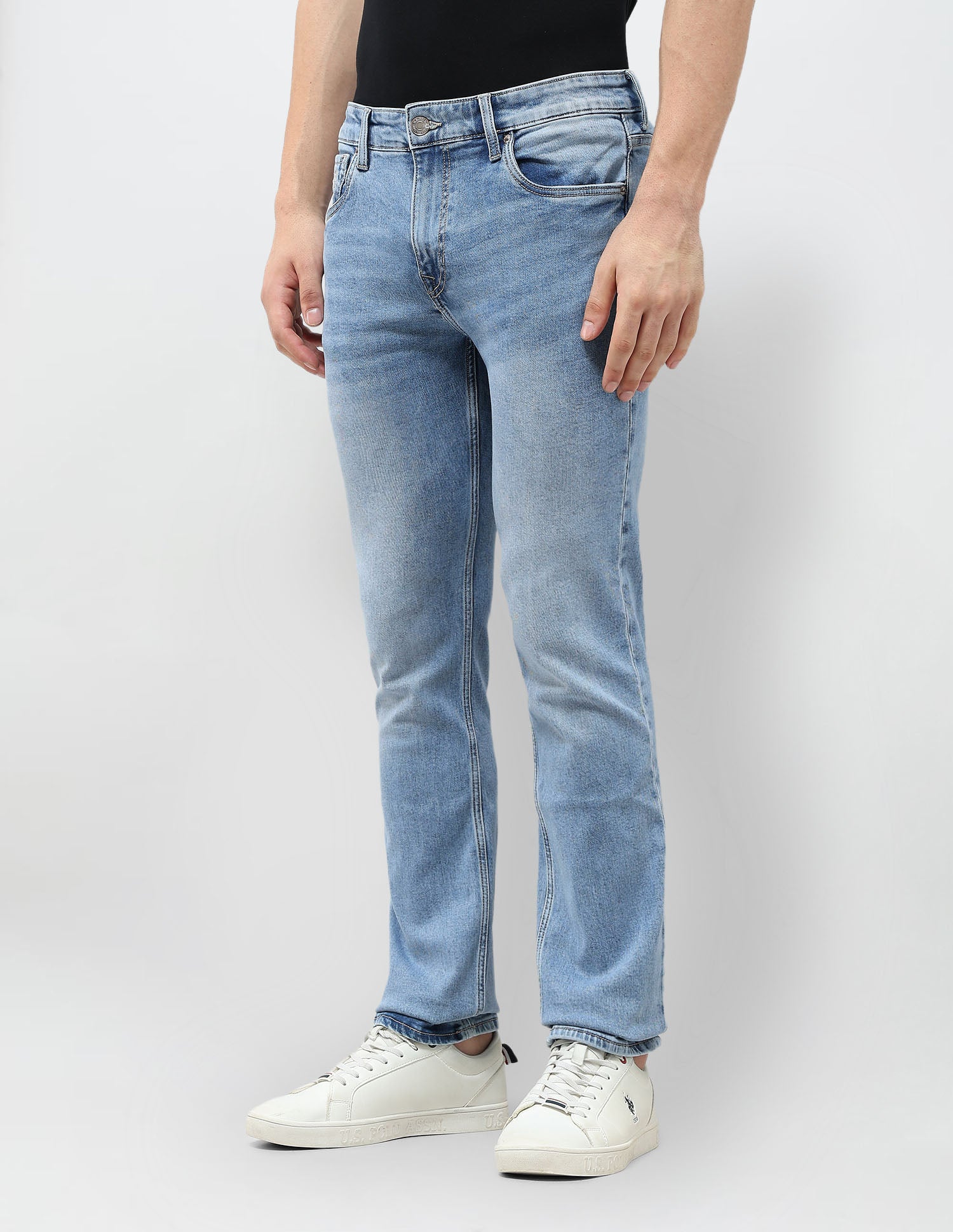 Harold Slim Straight Fit Blue Jeans Light Indigo - U.S. POLO ASSN. | Large