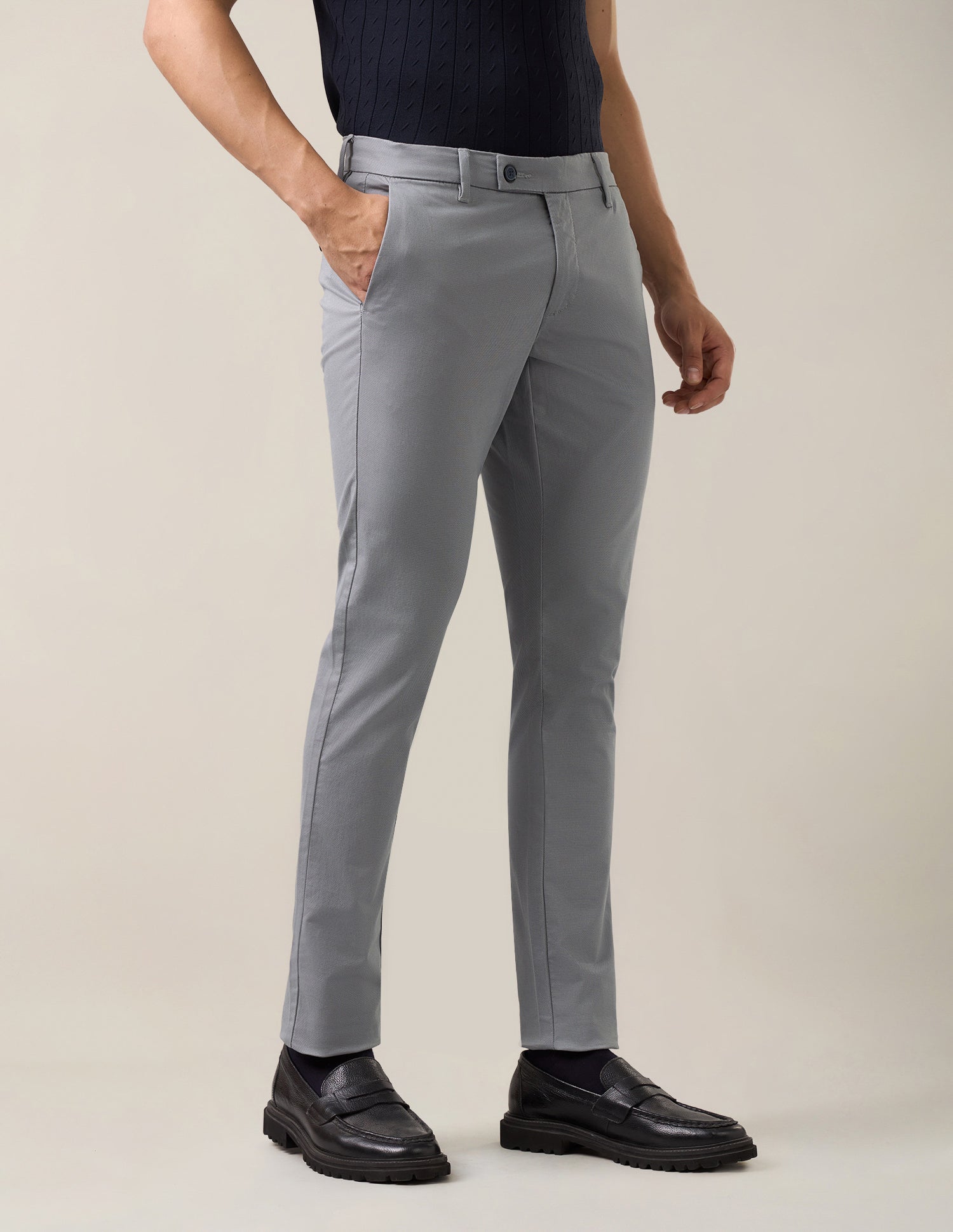 Austin Slim Fit Satin Trousers Mid Grey - U.S. Polo Assn. India | Large