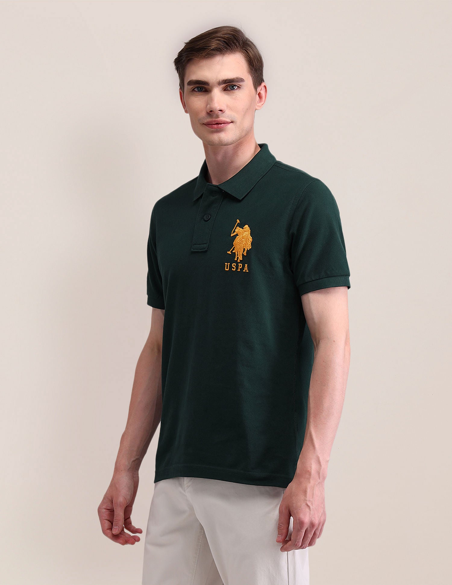 Solid Slim Fit Polo Shirt Olive - U.S. POLO ASSN. | Large