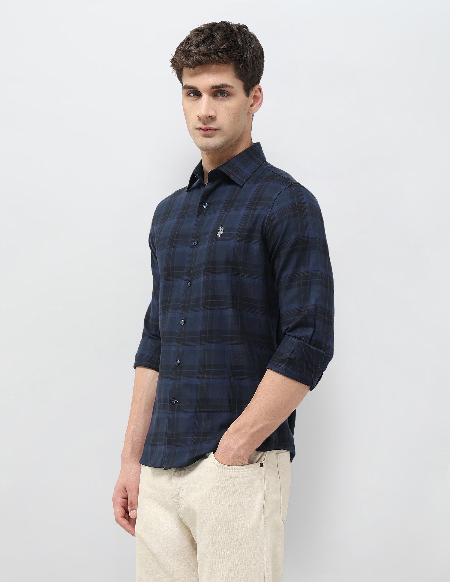 Tartan Checked Twill Shirt Navy - U.S. POLO ASSN. | Large