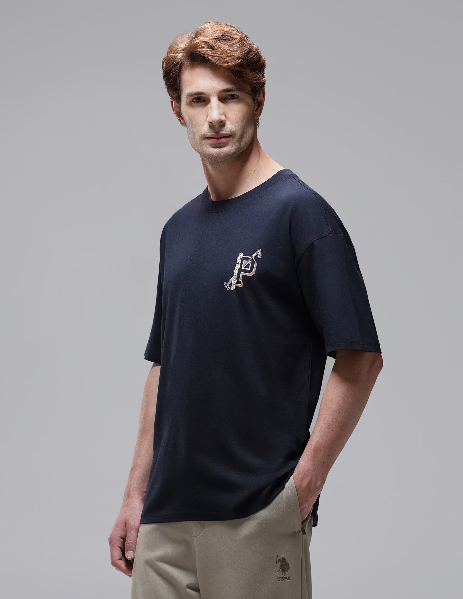 Regular Fit Shape Retention OEE16 Lounge T-Shirt Navy - U.S. Polo Assn. India | Large