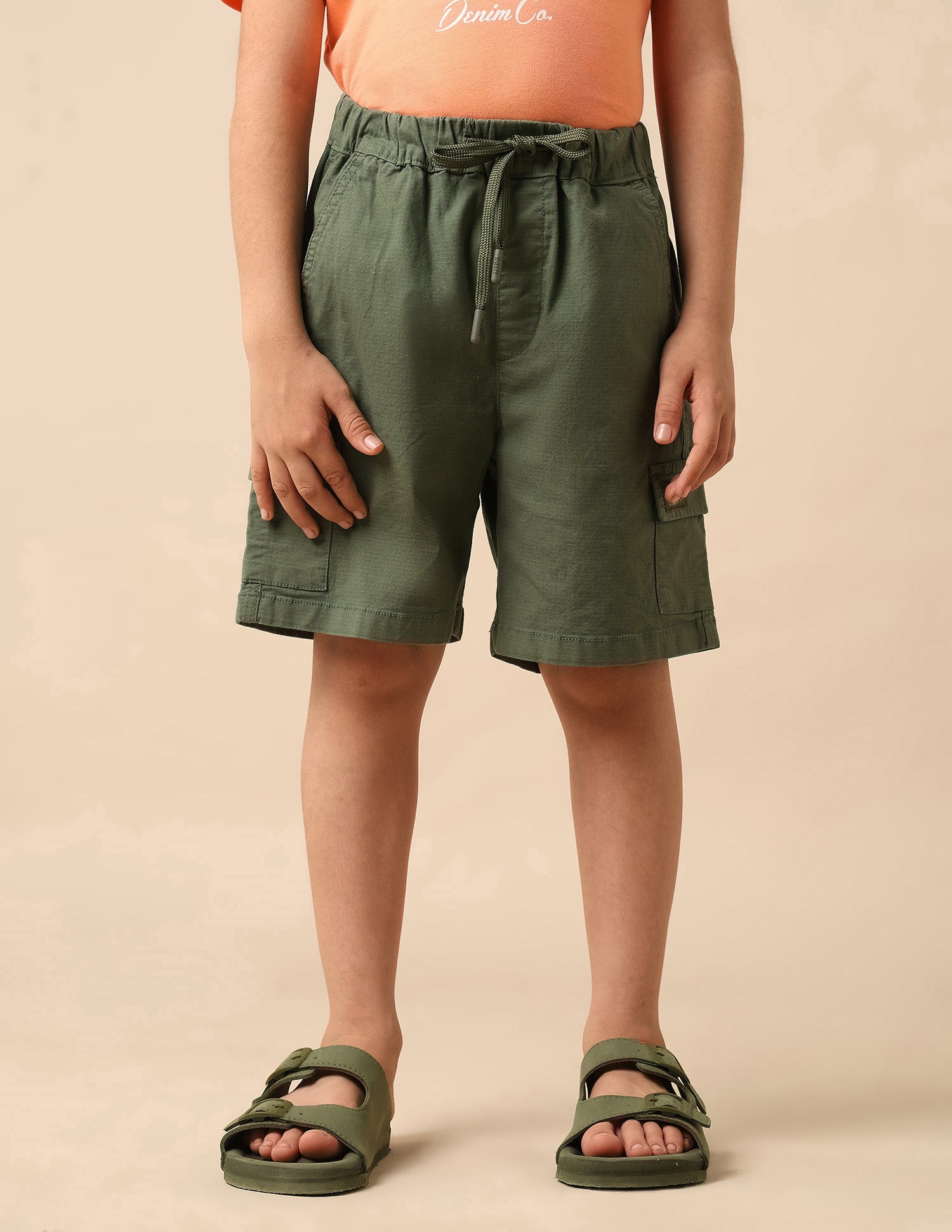 Boys Relaxed Fit Textured Cargo Shorts Green - U.S. POLO ASSN. | Large