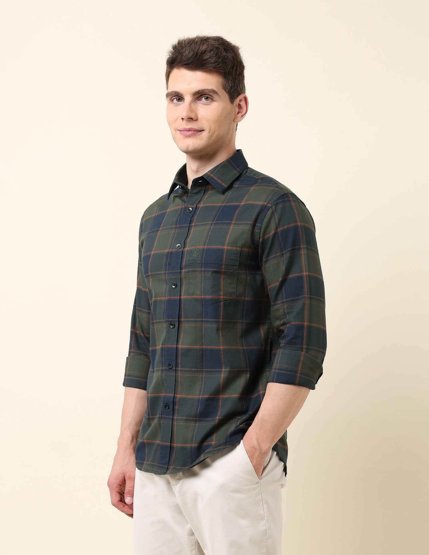 Buffalo Checked Dobby Shirt Olive - U.S. Polo Assn. India | Large