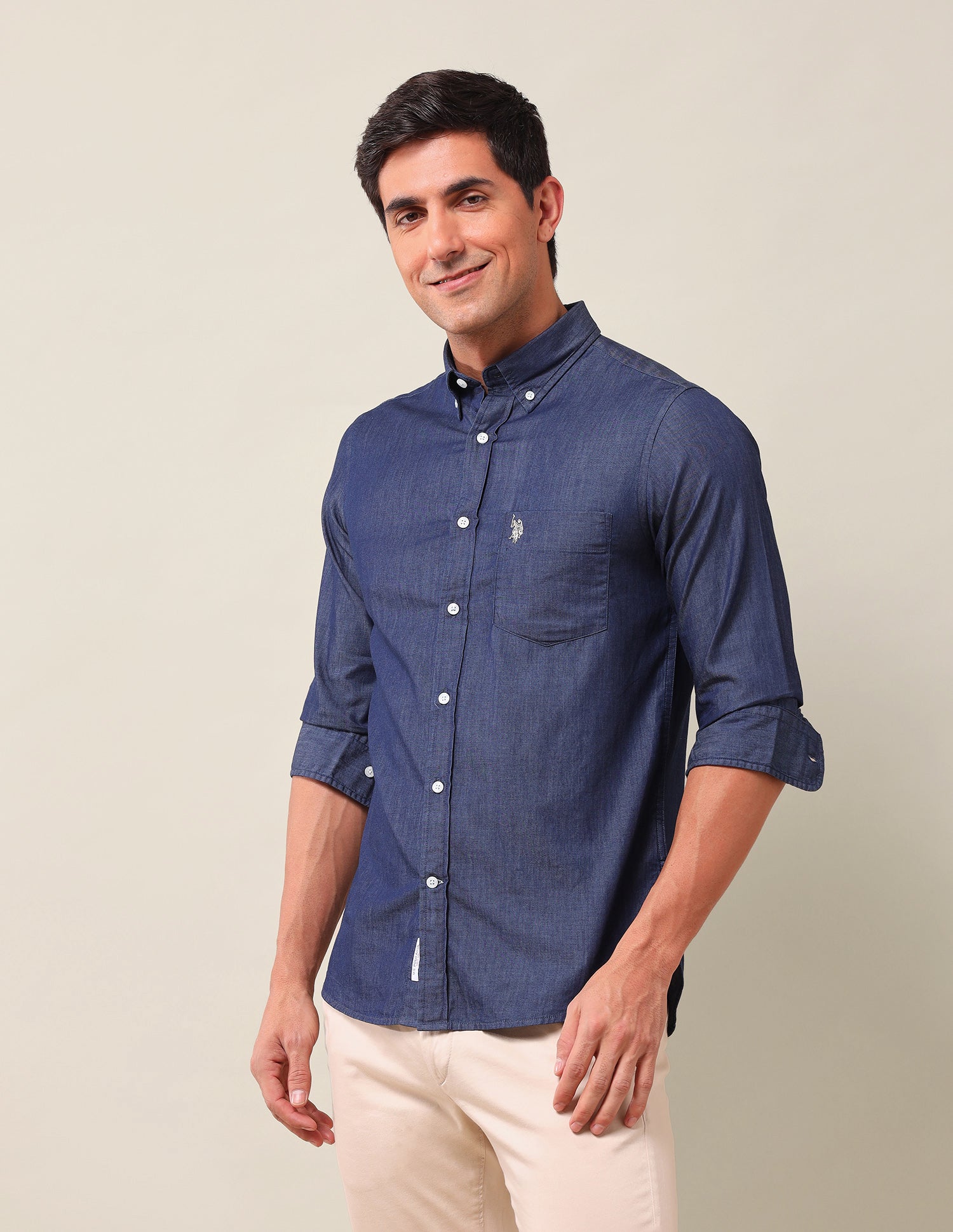 Solid Tailored Fit Shirt Indigo - U.S. Polo Assn. India | Large