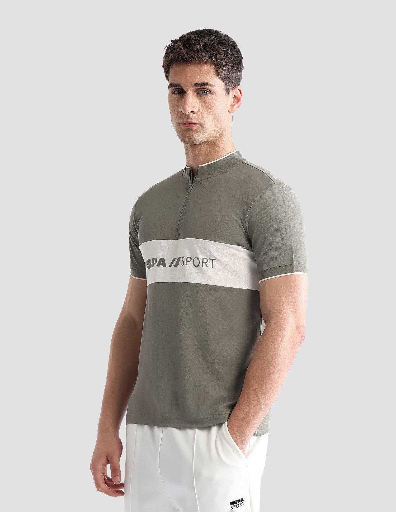 Brand Embossed Regular Fit Active Polo Shirt Light Olive - U.S. POLO ASSN. | Large