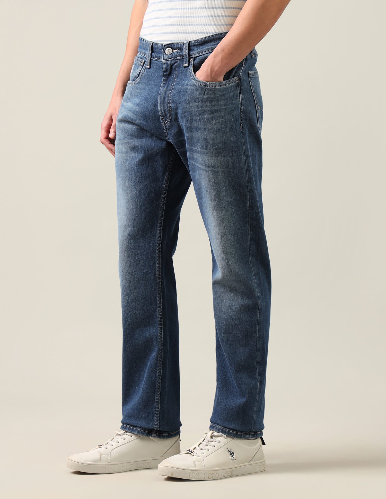 Mason Regular Straight Fit Blue Jeans Blue - U.S. Polo Assn. India | Large