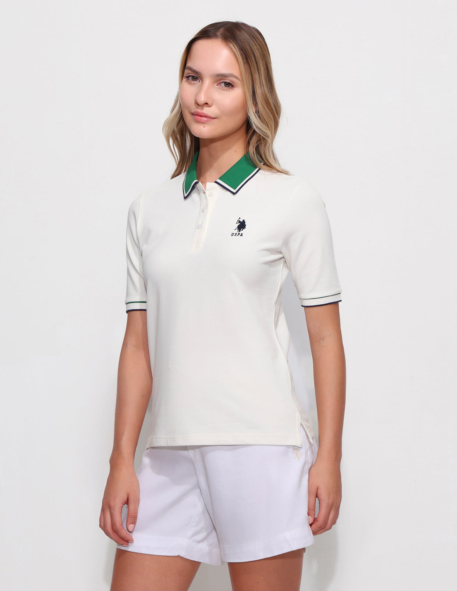 Regular Fit Contrast Collar Polo Shirt White - U.S. Polo Assn. India | Large