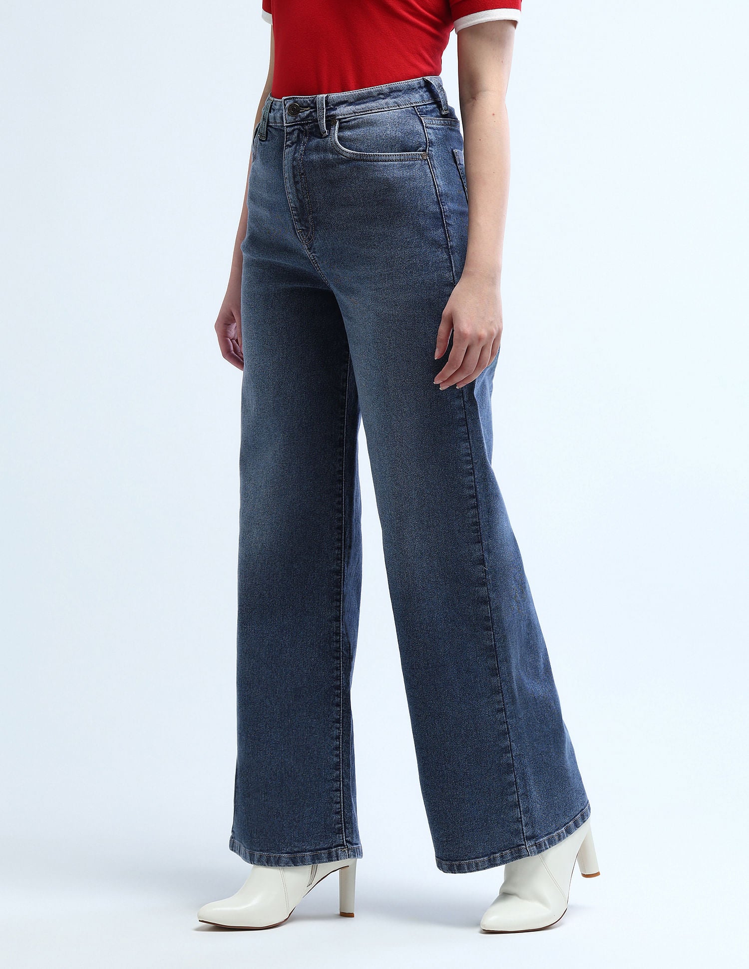 High Rise Stretchable Baggy Jeans – Polo India - Main Image
