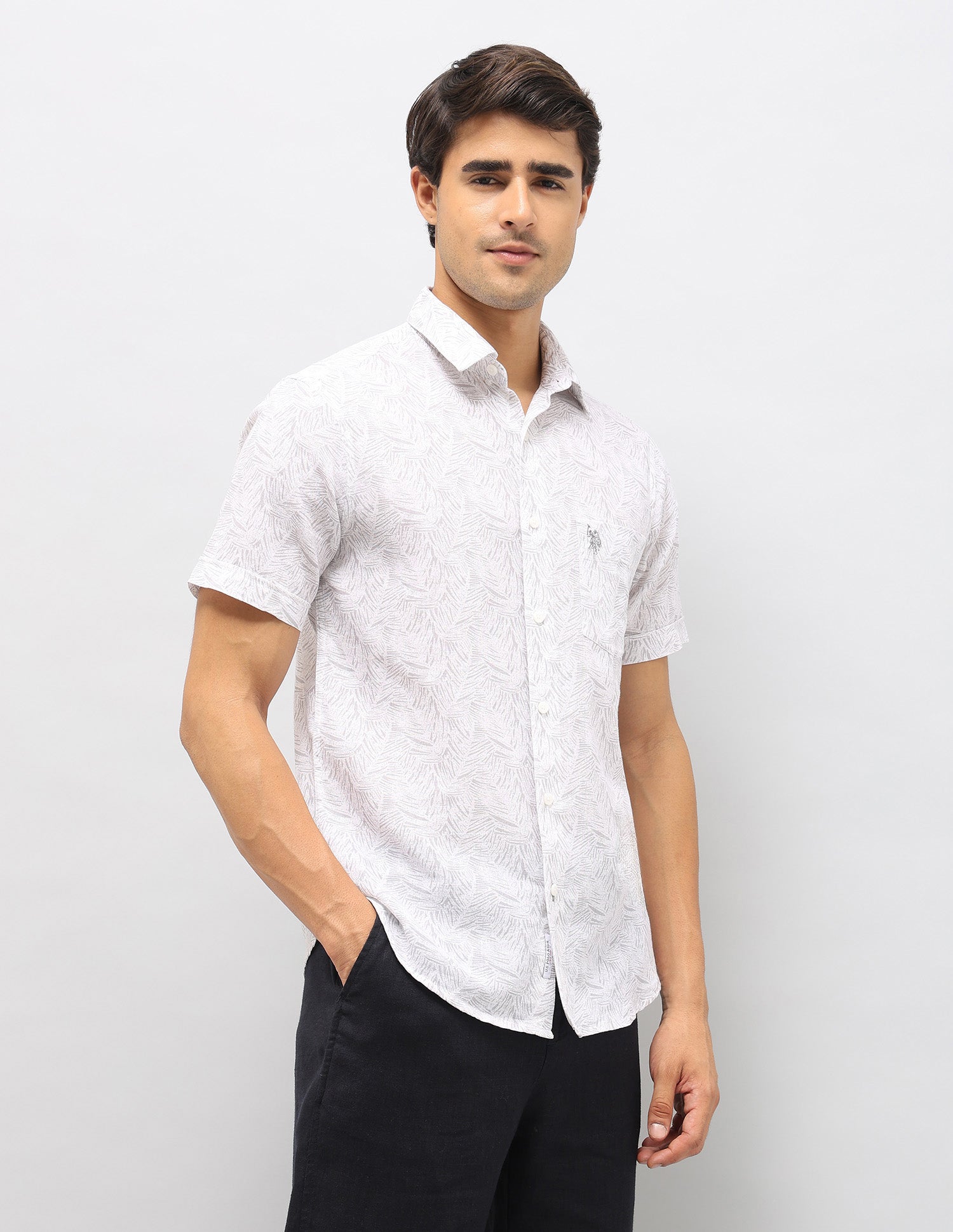 All Over Printed Tailored Fit Shirt Grey - U.S. POLO ASSN. | Large