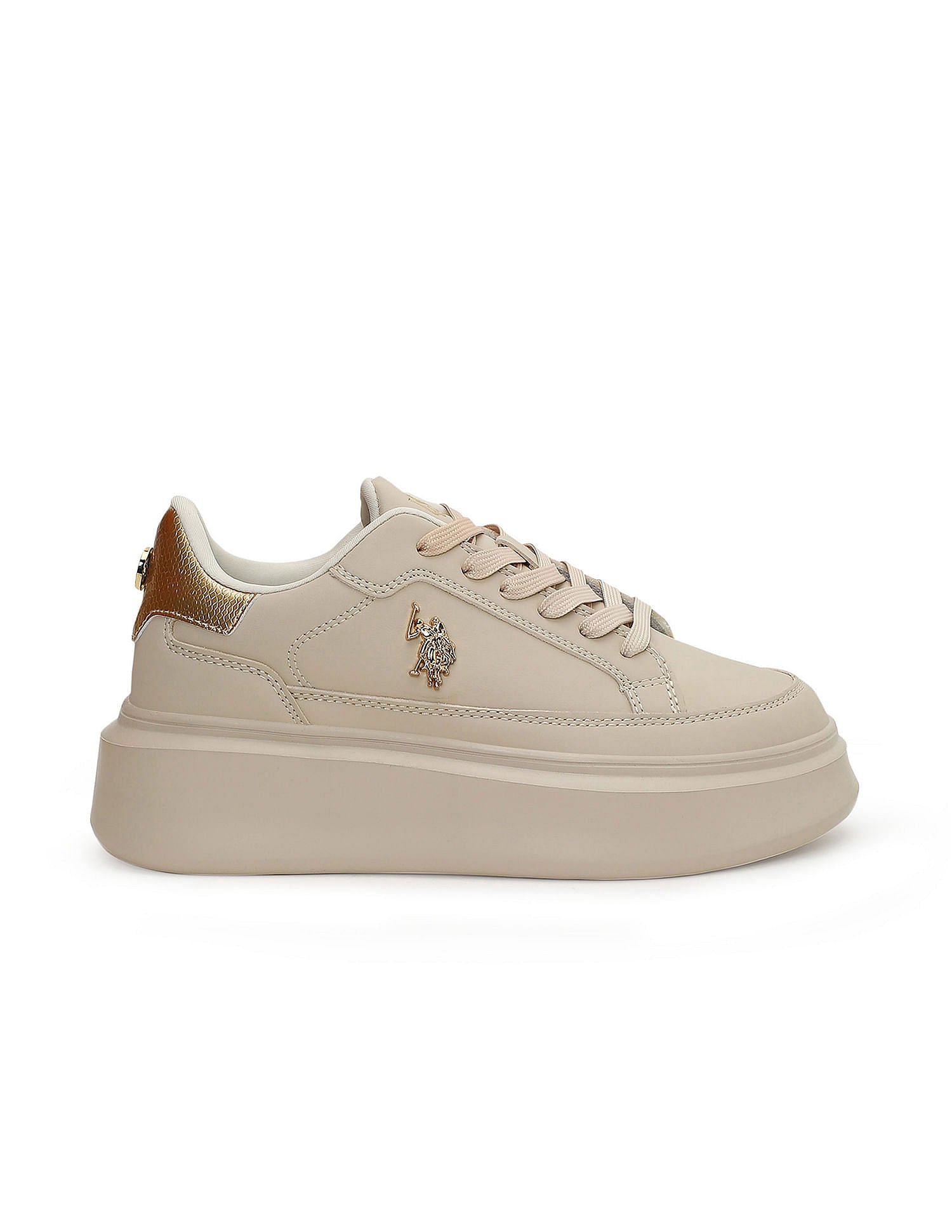 Lace Ups Padded Eleanor 2.0 Sneakers Beige - U.S. Polo Assn. India | Large