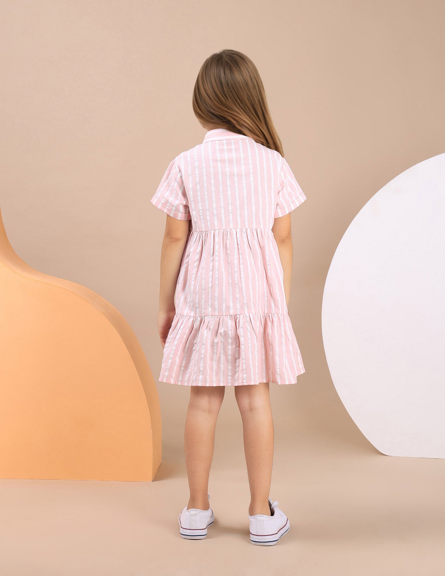 Girls Vertical Stripe Cotton Dress Pink - U.S. POLO ASSN. | Large