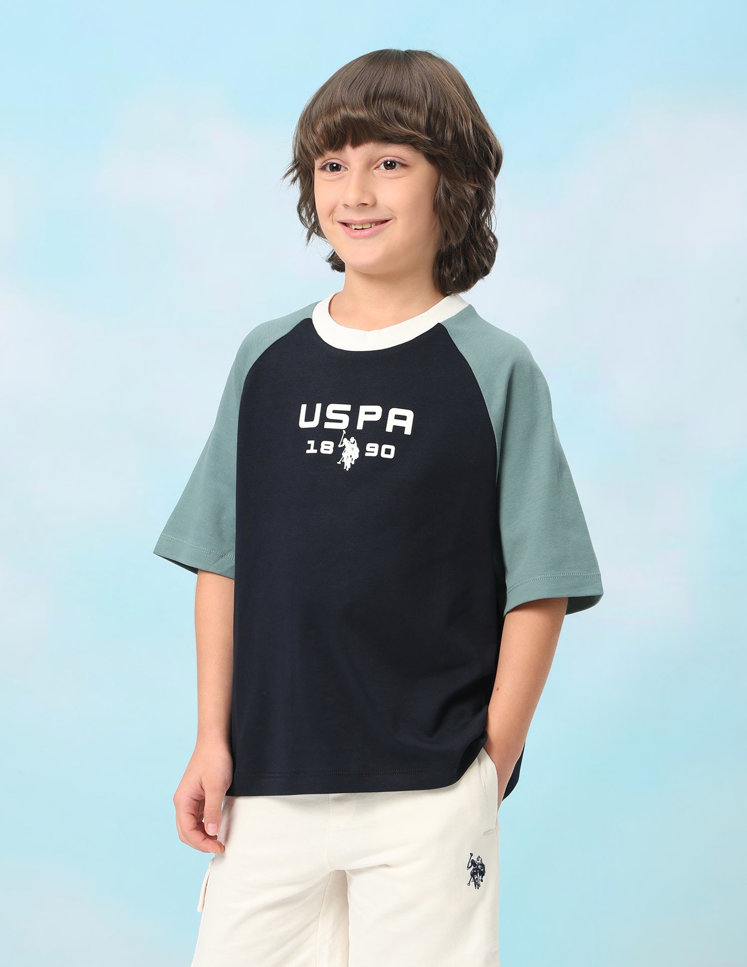 Colour Blocked Oversized Fit T-Shirt Navy - U.S. Polo Assn. India | Large