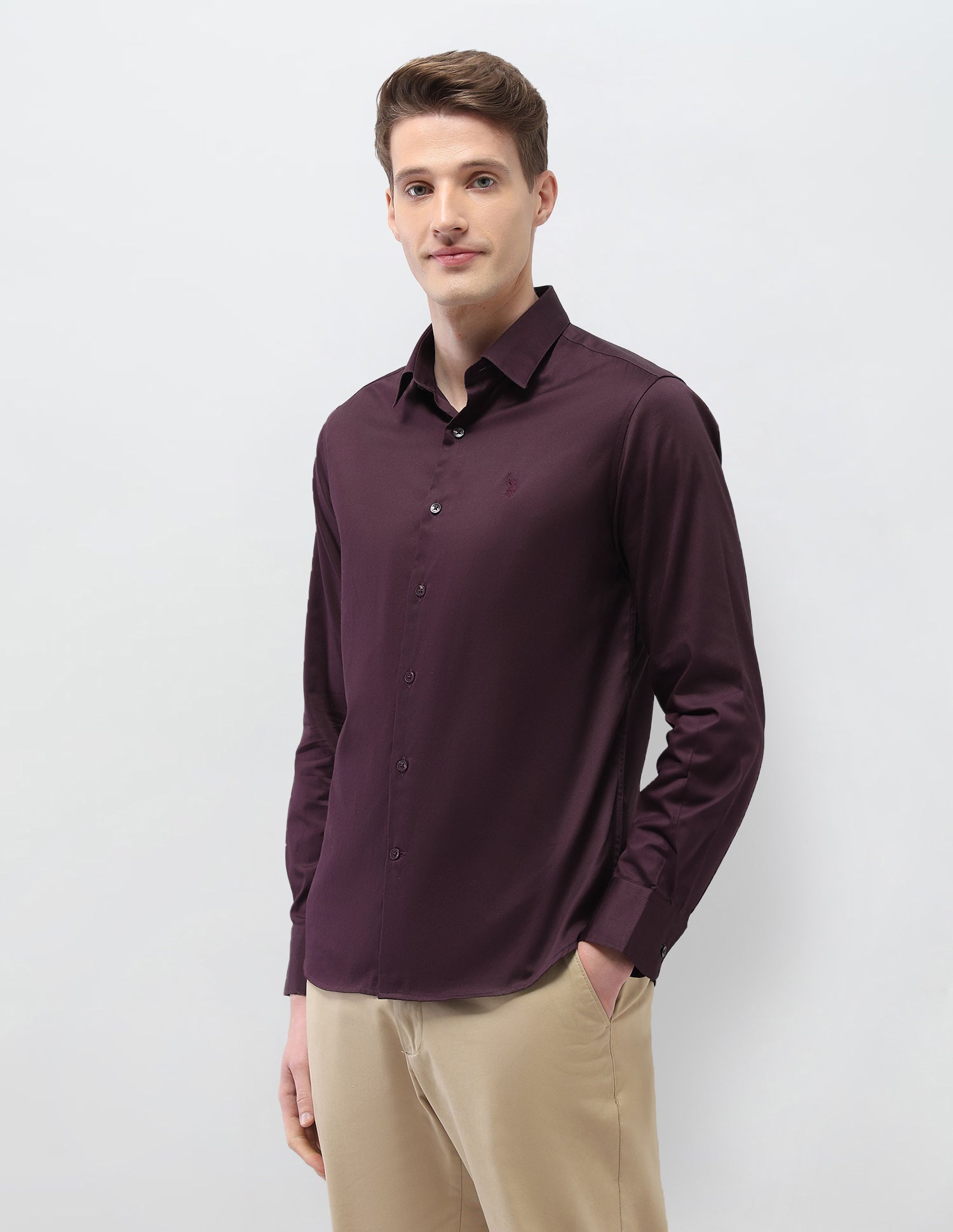 Solid Tailored Fit Shirt Wine - U.S. Polo Assn. India | Large