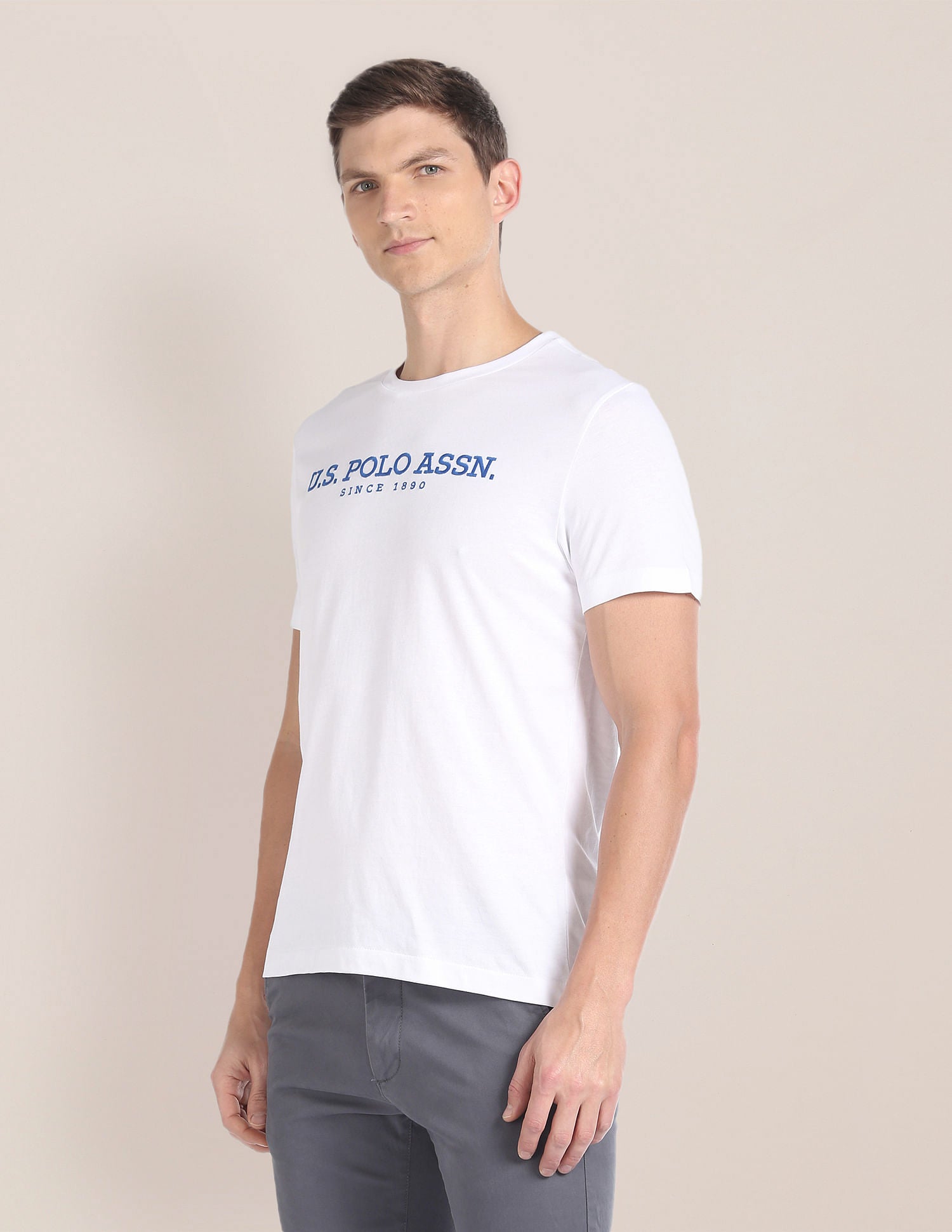 Crew Neck Brand Embroidered T-Shirt White - U.S. POLO ASSN. | Large