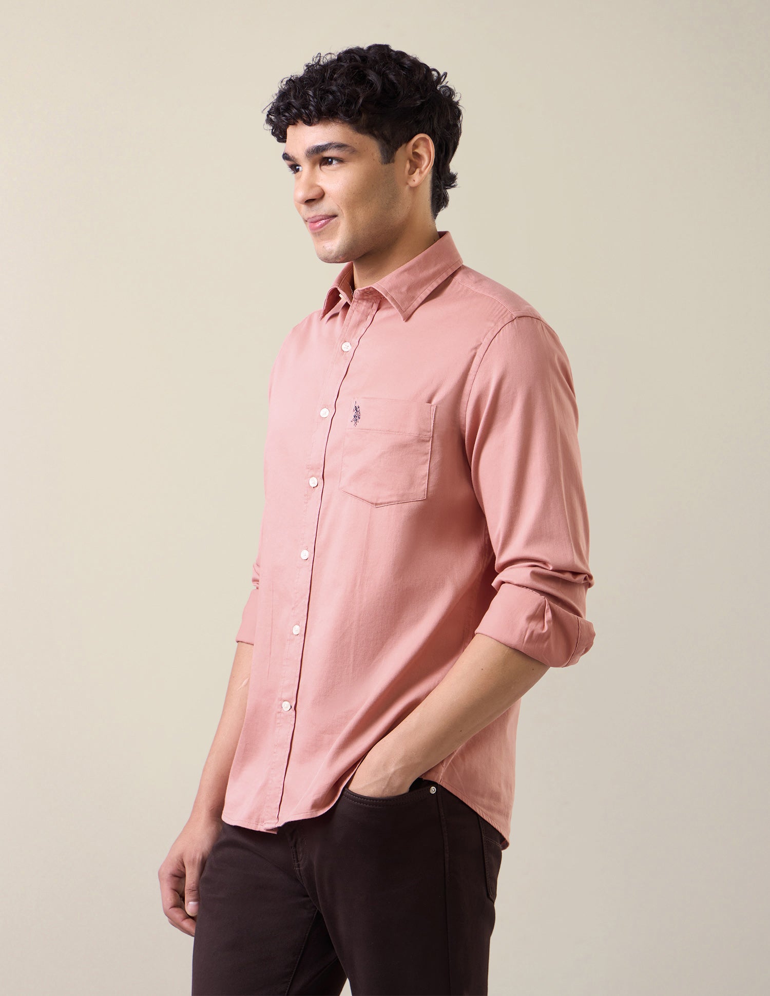 Solid Tailored Fit Shirt Pink - U.S. Polo Assn. India | Large