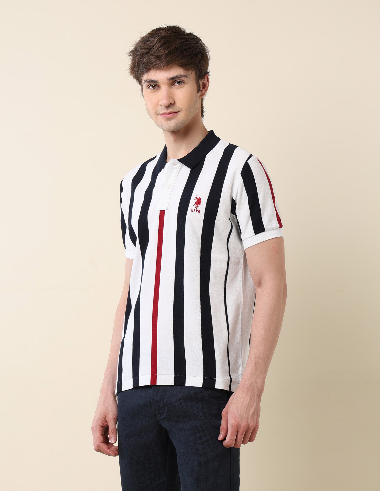 Vertical Striped Classic Polo Shirt White - U.S. Polo Assn. India | Large