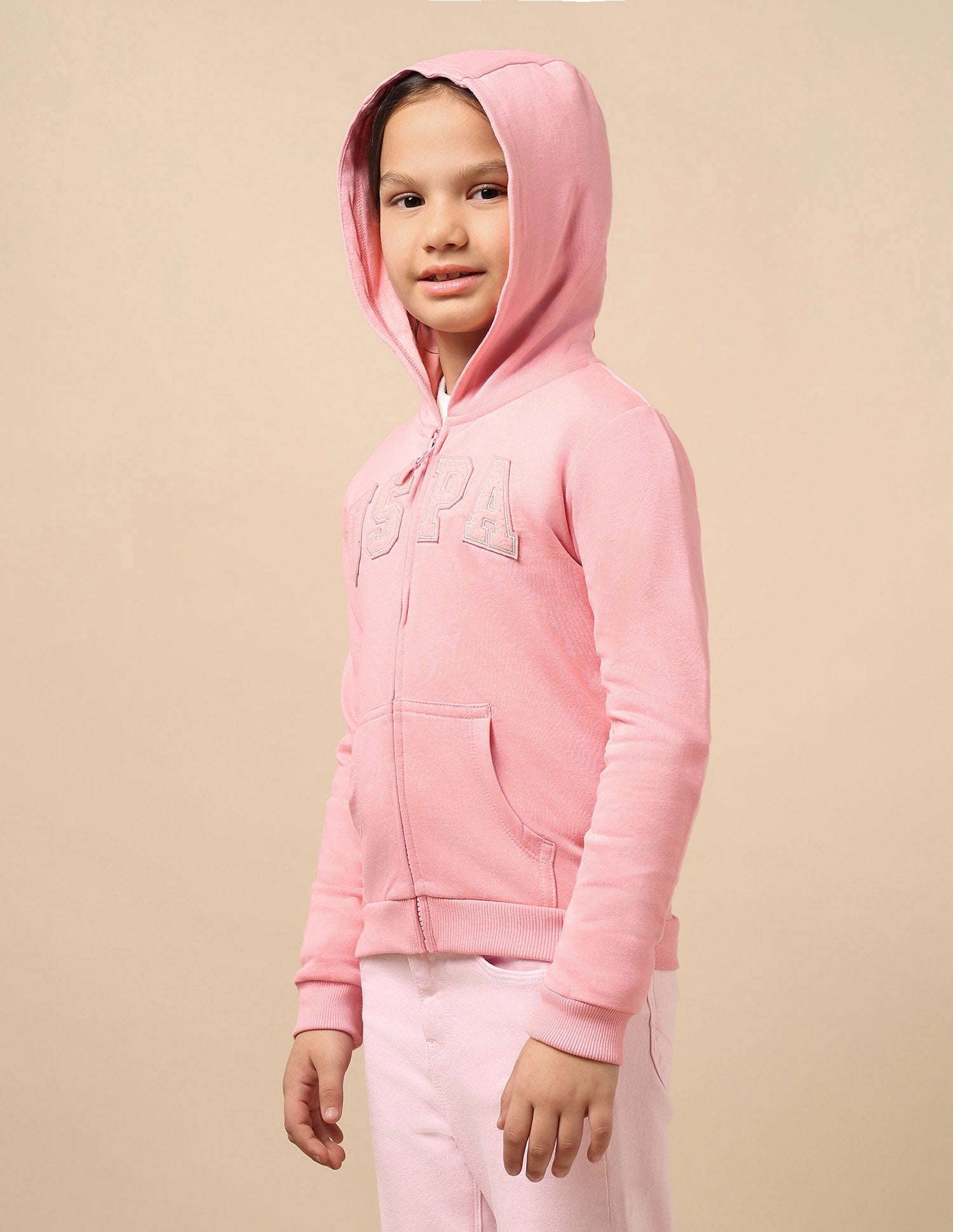 Girls Embroidered Hooded Sweatshirt Light Pink - U.S. POLO ASSN. | Large