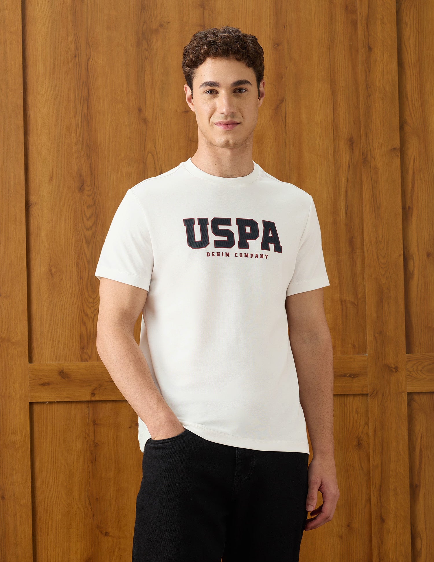 Brand Appliqued Relaxed Fit T-Shirt Ivory - U.S. Polo Assn. India | Large