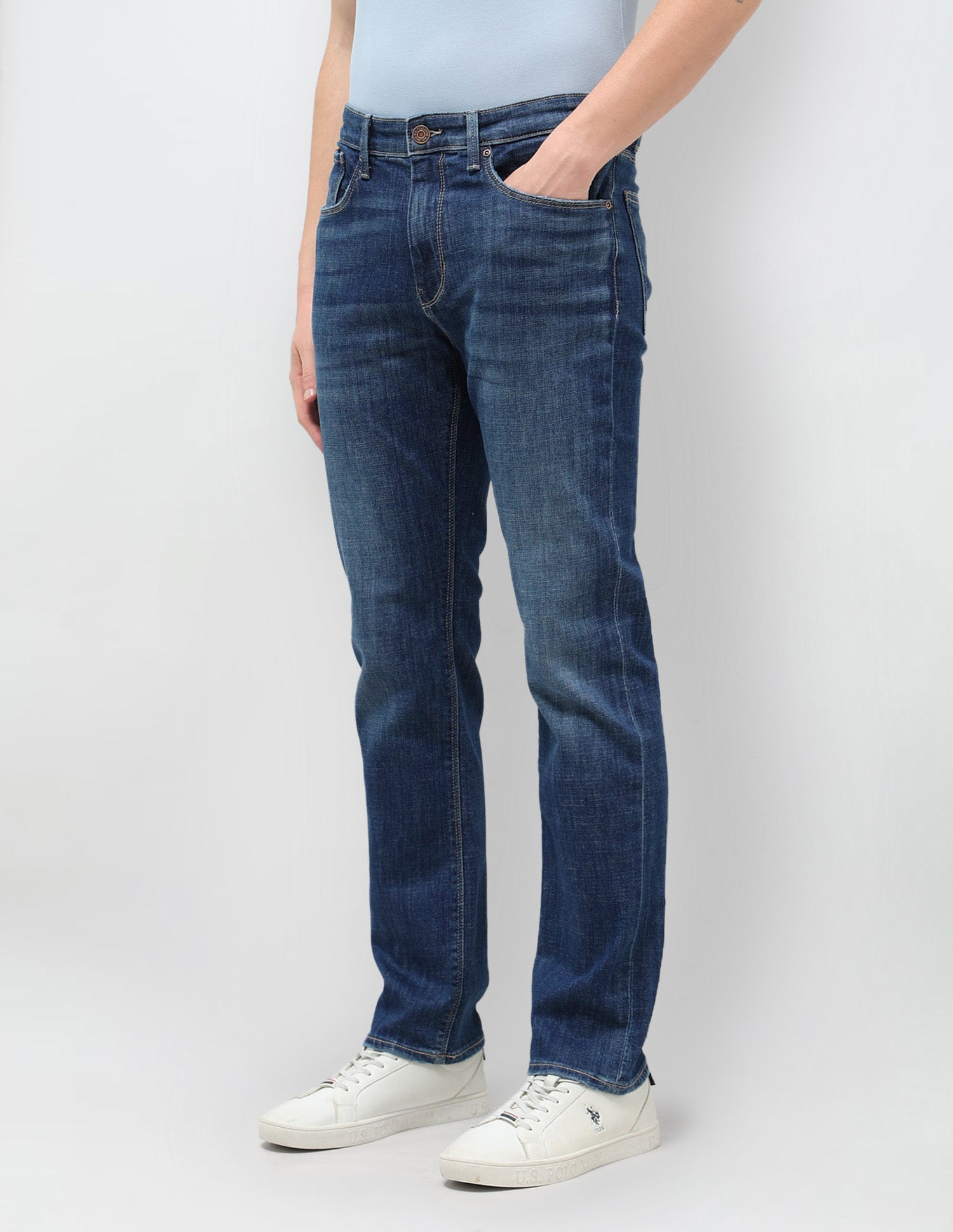 Harold Slim Straight Fit Blue Jeans Blue - U.S. POLO ASSN. | Large