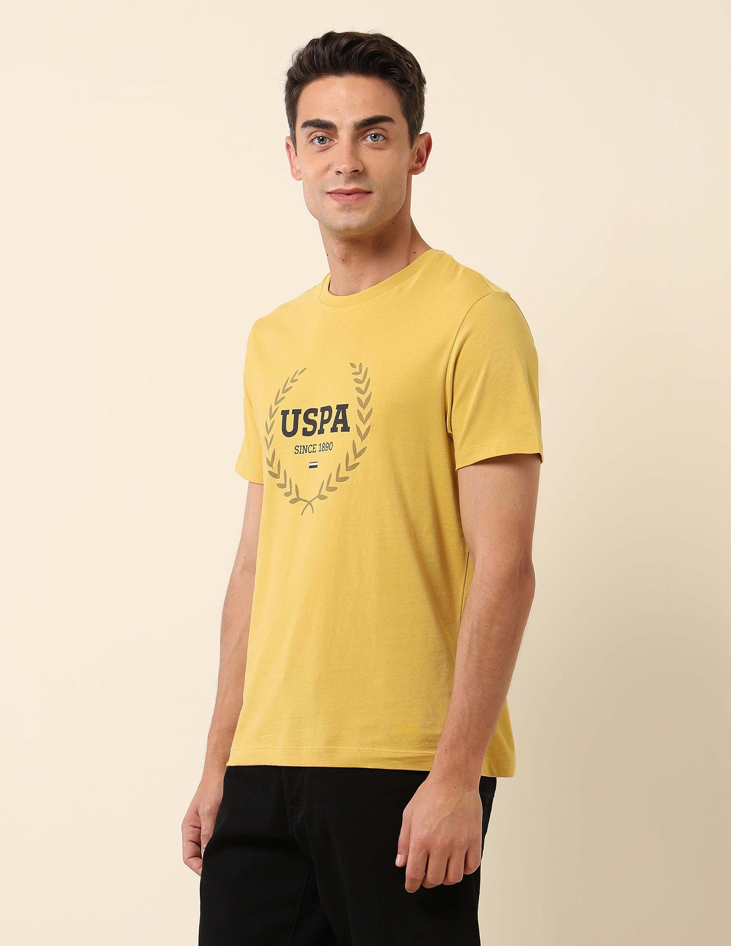 Slim Fit Brand Printed T-Shirt Mustard - U.S. Polo Assn. India | Large