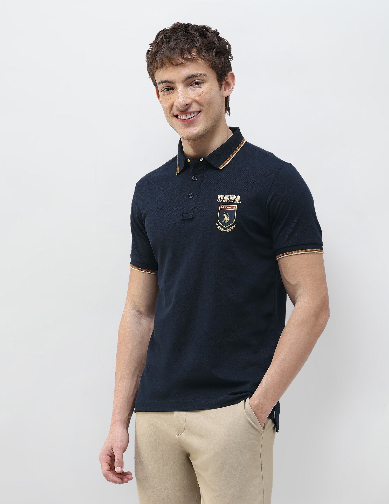 Solid Regular Fit Polo Shirt Navy - U.S. Polo Assn. India | Large