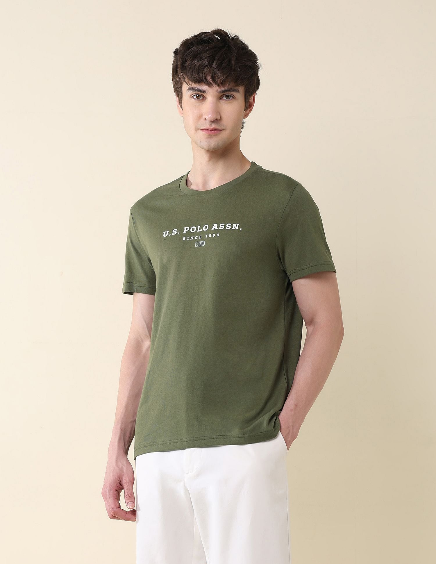 Pure Cotton Slim Fit T-Shirt Olive - U.S. POLO ASSN. | Large