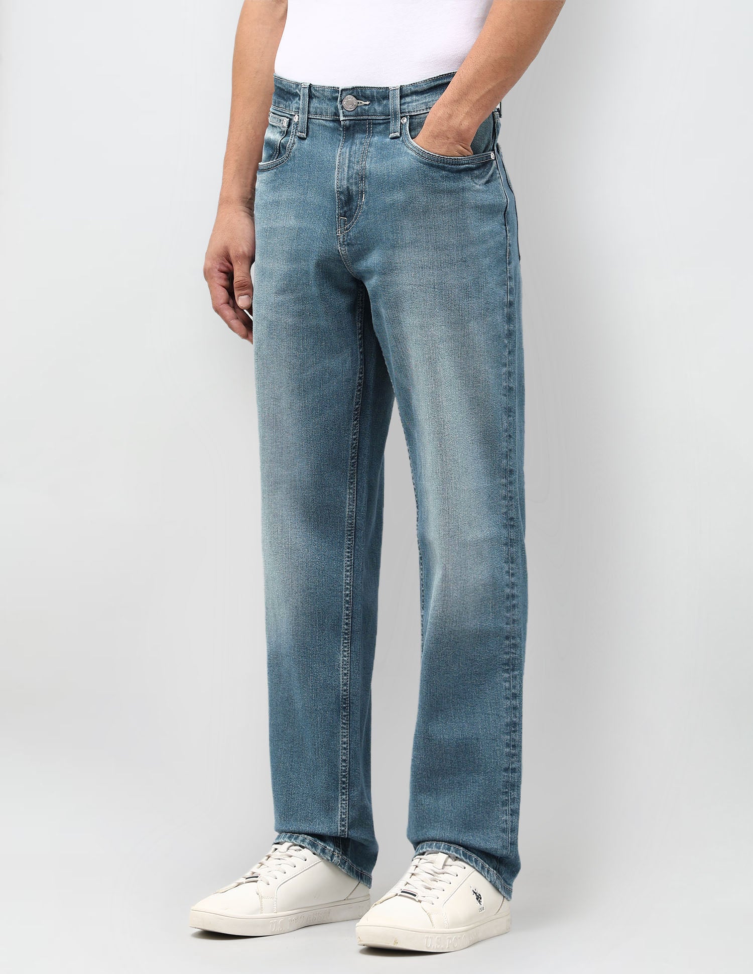Shawn Relaxed Fit Blue Jeans Light Blue - U.S. POLO ASSN. | Large