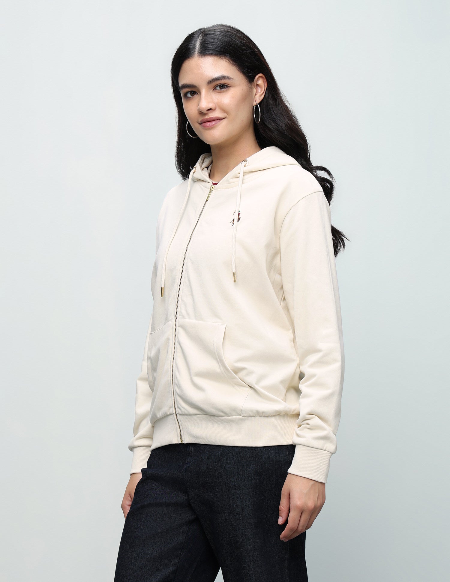 Solid Regular Fit Sweatshirt Ecru - U.S. Polo Assn. India | Large