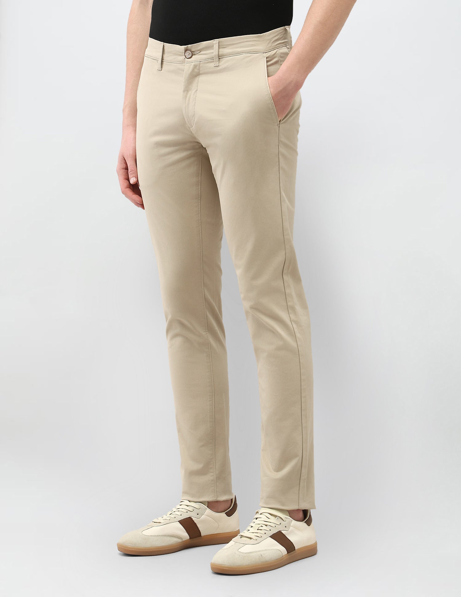 Austin Slim Fit Satin Trousers Light Khaki - U.S. Polo Assn. India | Large