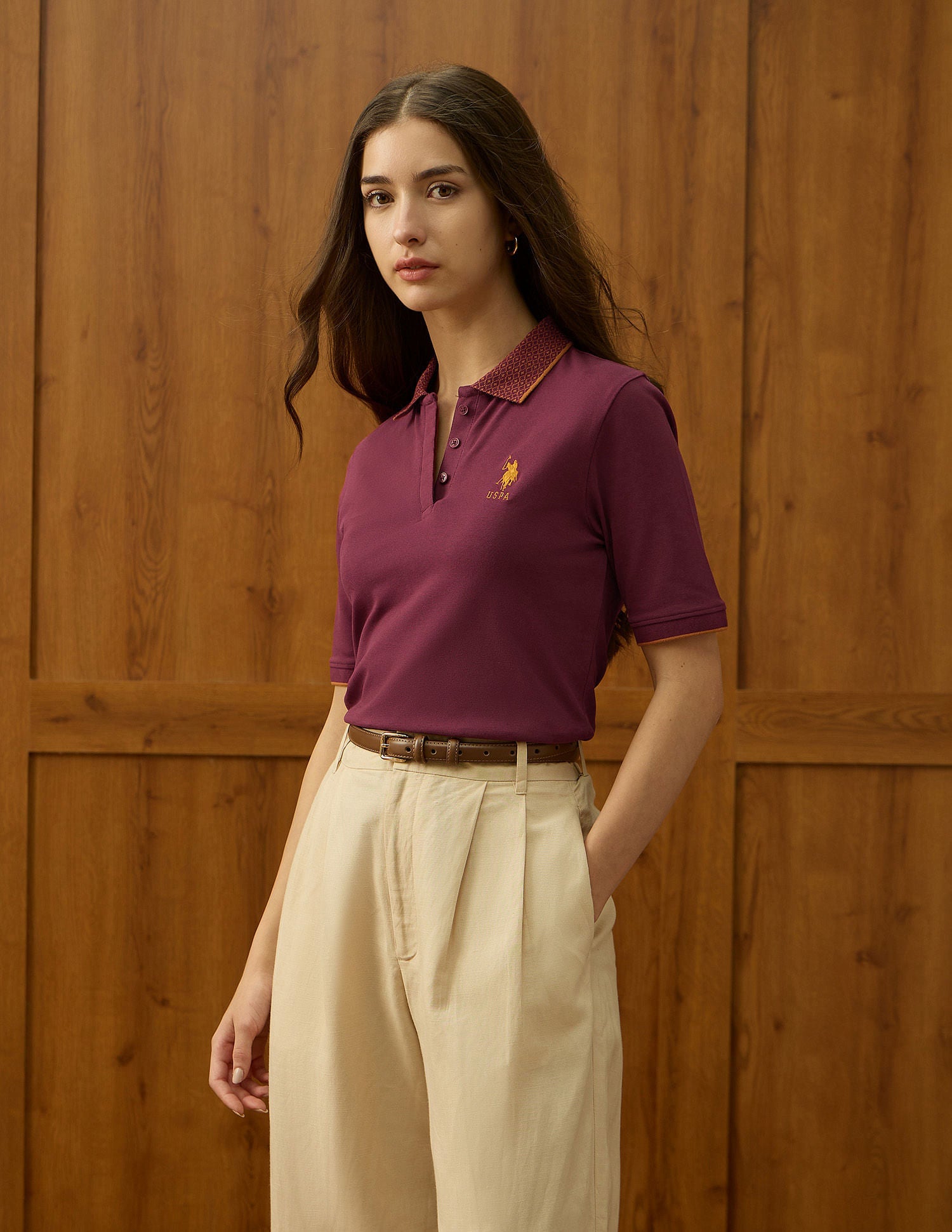 Regular Fit Solid Polo Shirt Wine - U.S. POLO ASSN. | Large