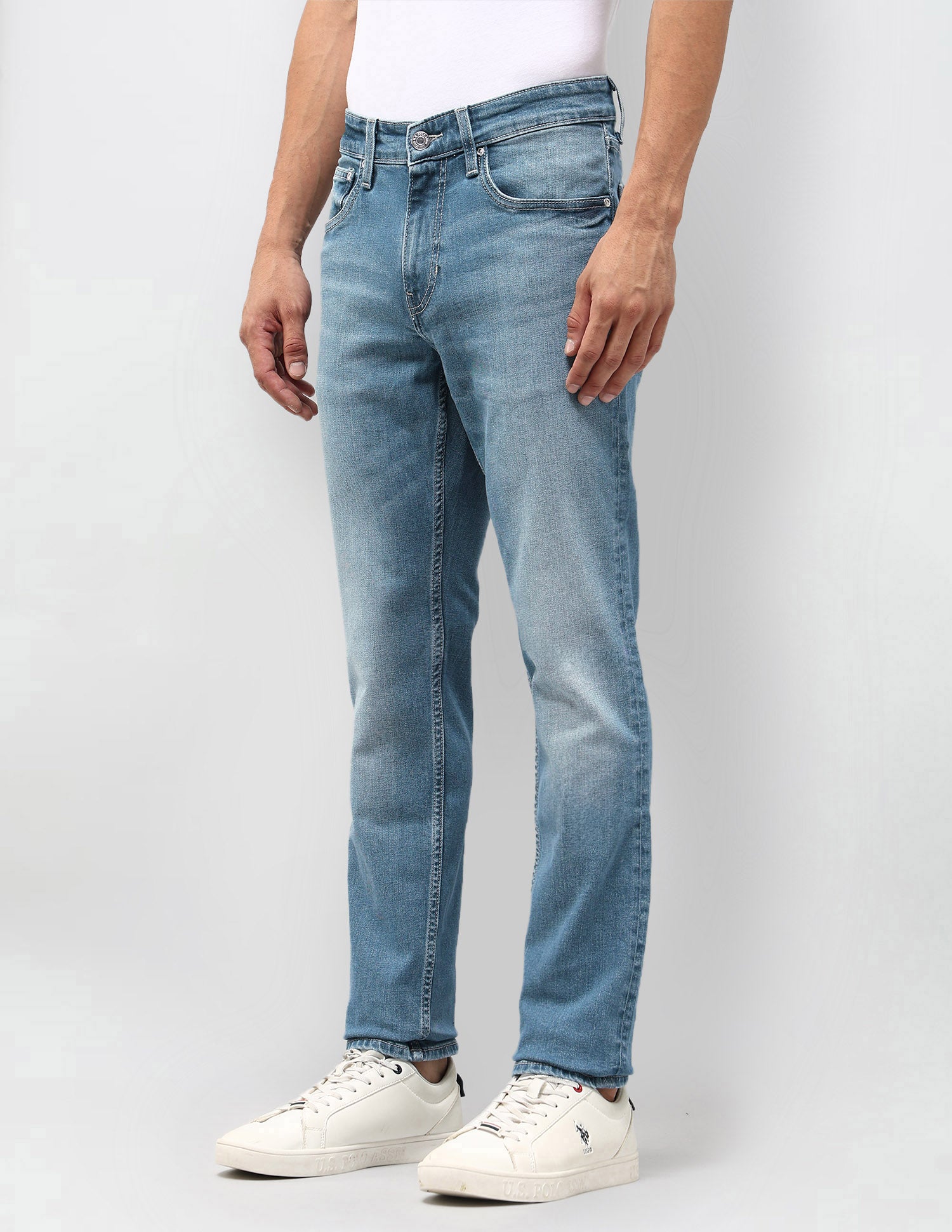 Brandon Slim Tapered Fit Blue Jeans Med Blue - U.S. POLO ASSN. | Large