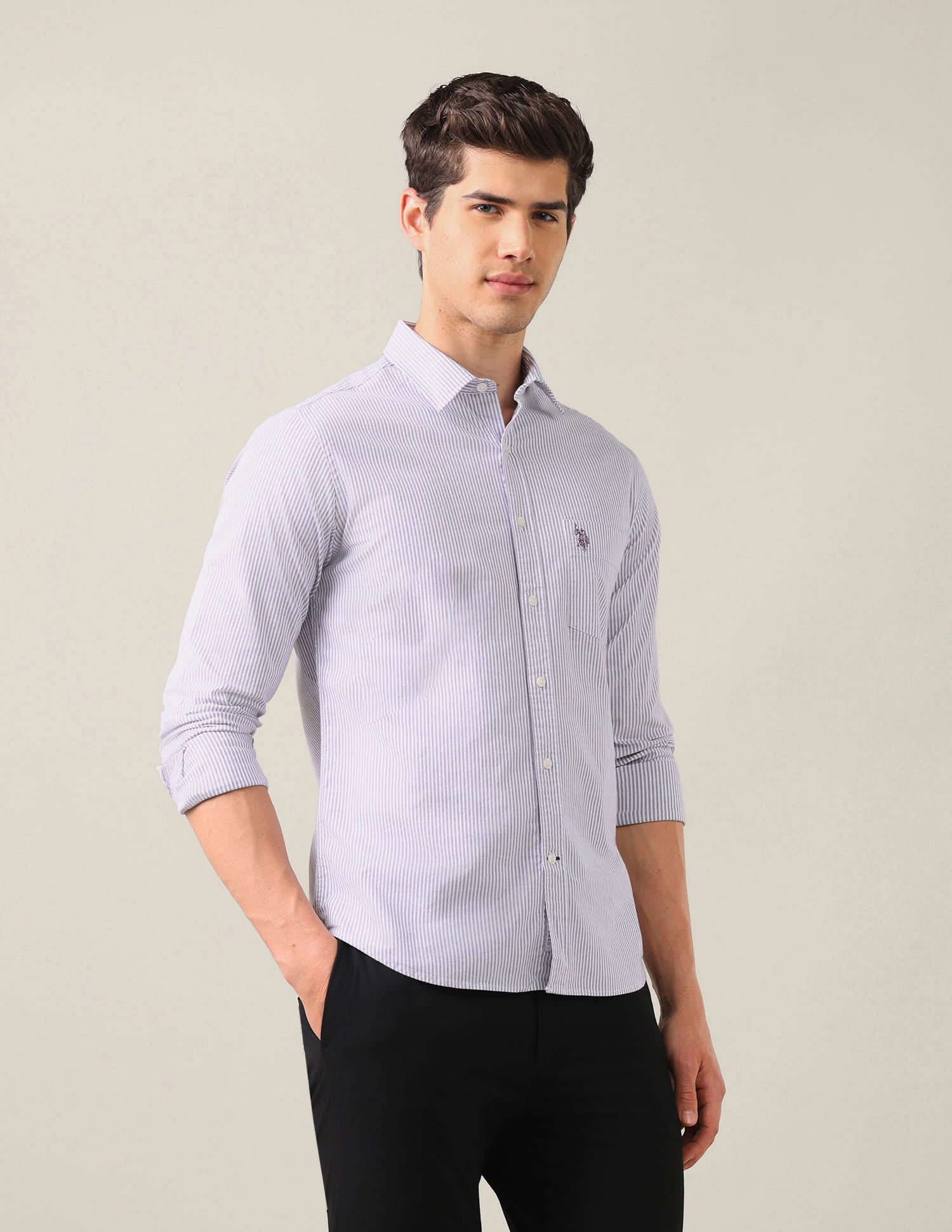 Tailored Fit Oxford Shirt Purple - U.S. Polo Assn. India | Large