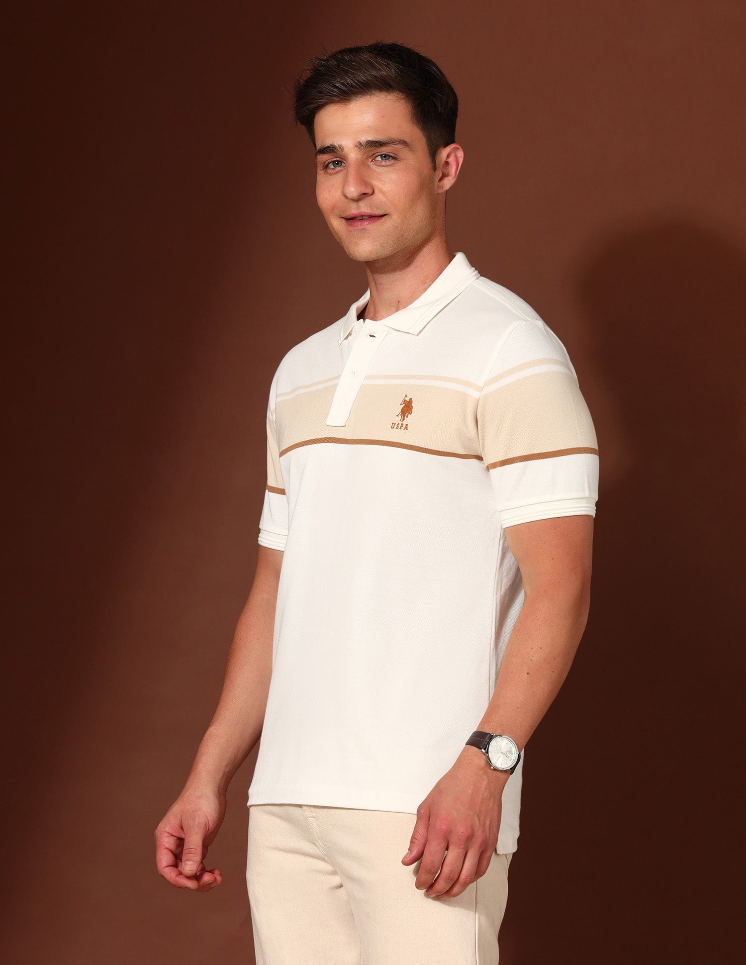 Colourblocked Working Holiday Polo Shirt Off White - U.S. Polo Assn. India | Large