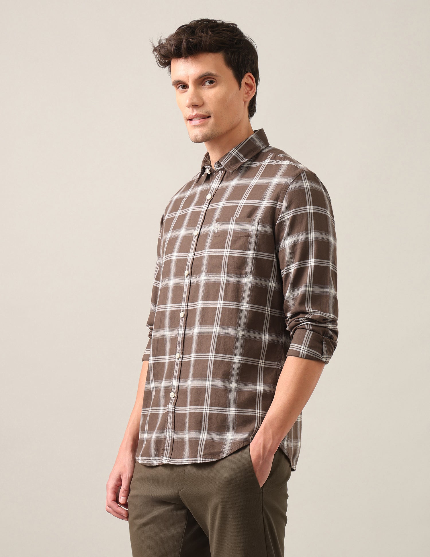 Tartan Checked Twill Shirt Brown - U.S. Polo Assn. India | Large