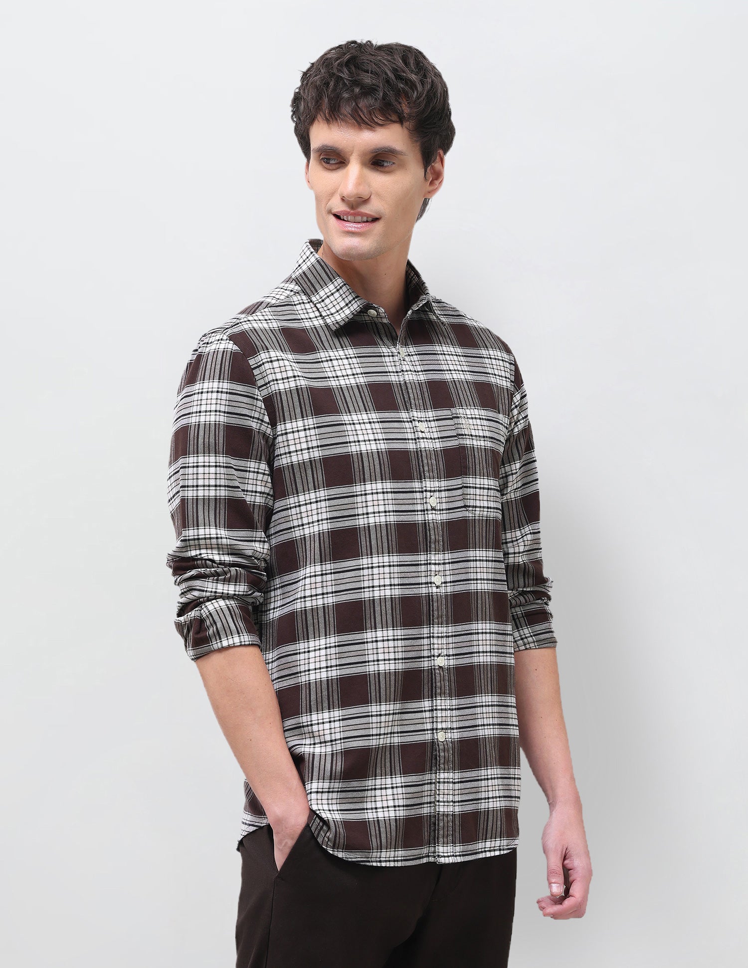 Twill Tartan Checked Shirt Brown - U.S. Polo Assn. India | Large
